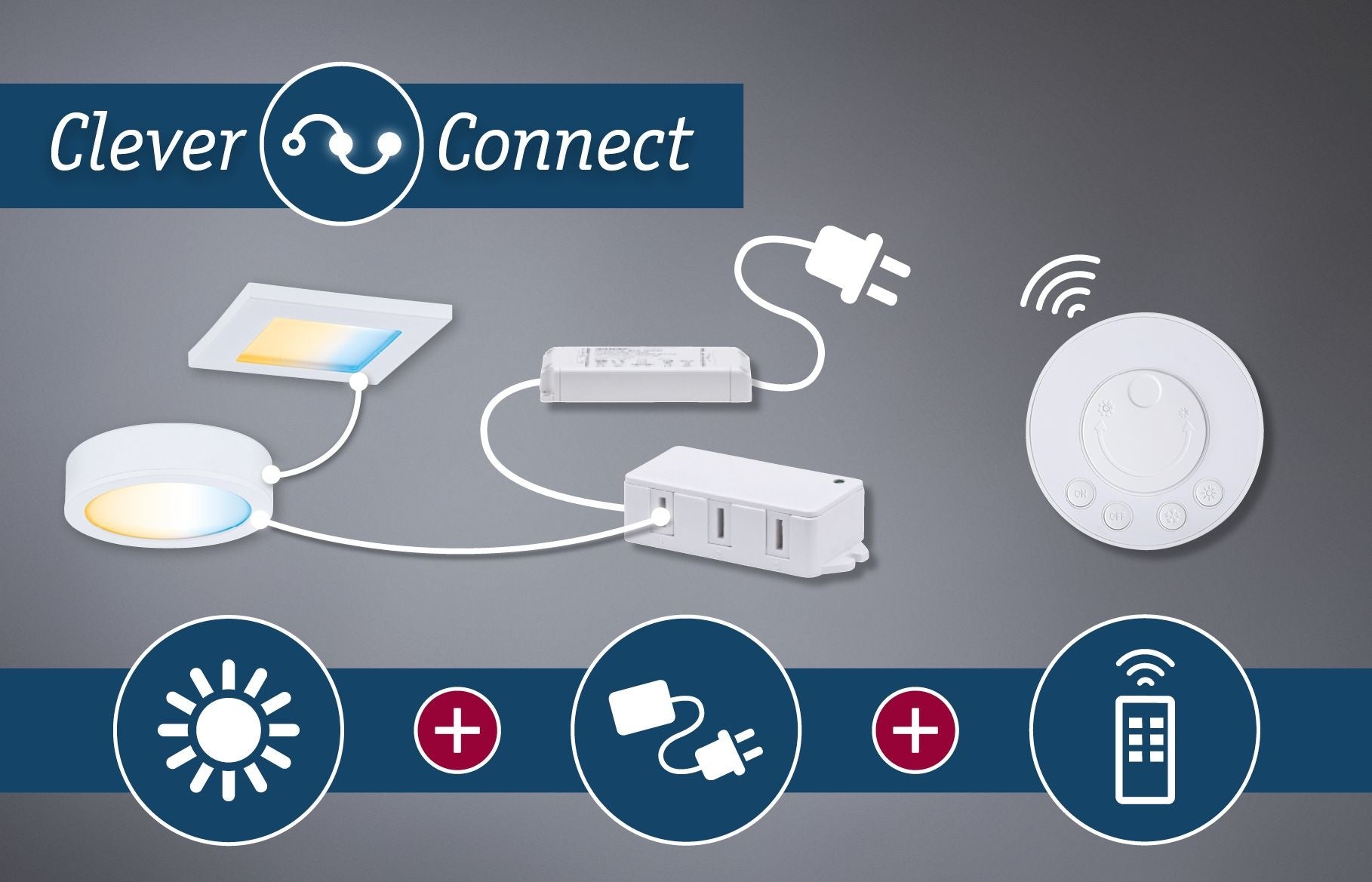 Möbelleuchten Clever Connect Panel Flad Weiß matt 12V 6W TunableWhite 2.700K