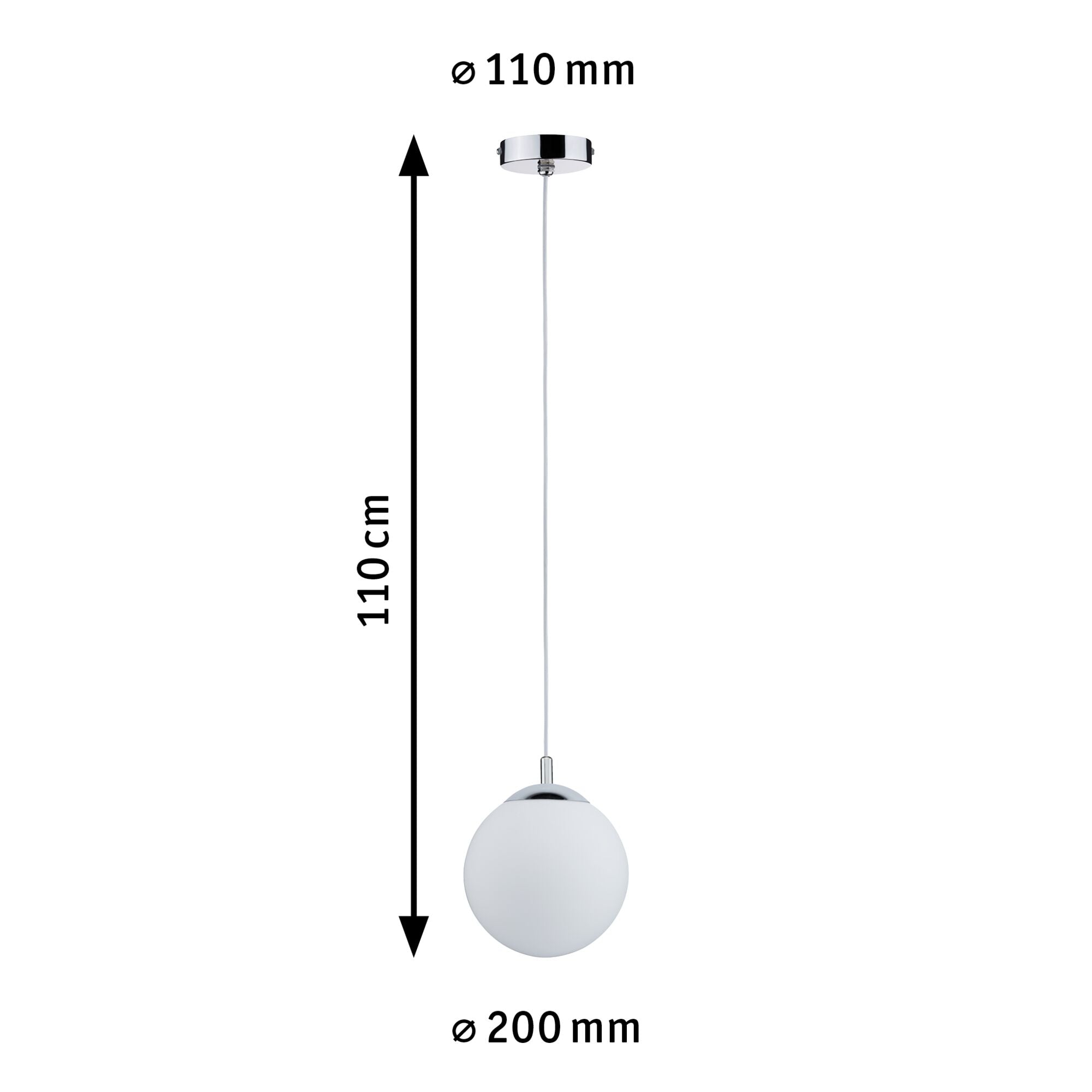 Pendelleuchte Globe IP44 E27 max. 20W Satin/Chrom dimmbar - Paulmann - 70895