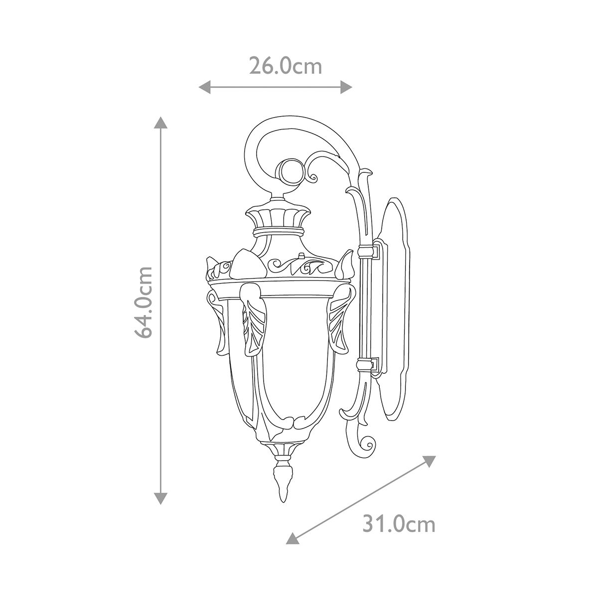 Philadelphia 3 - flammige große Wandlaterne - Altbronze - Elsteadlighting - PH2 - L - OB