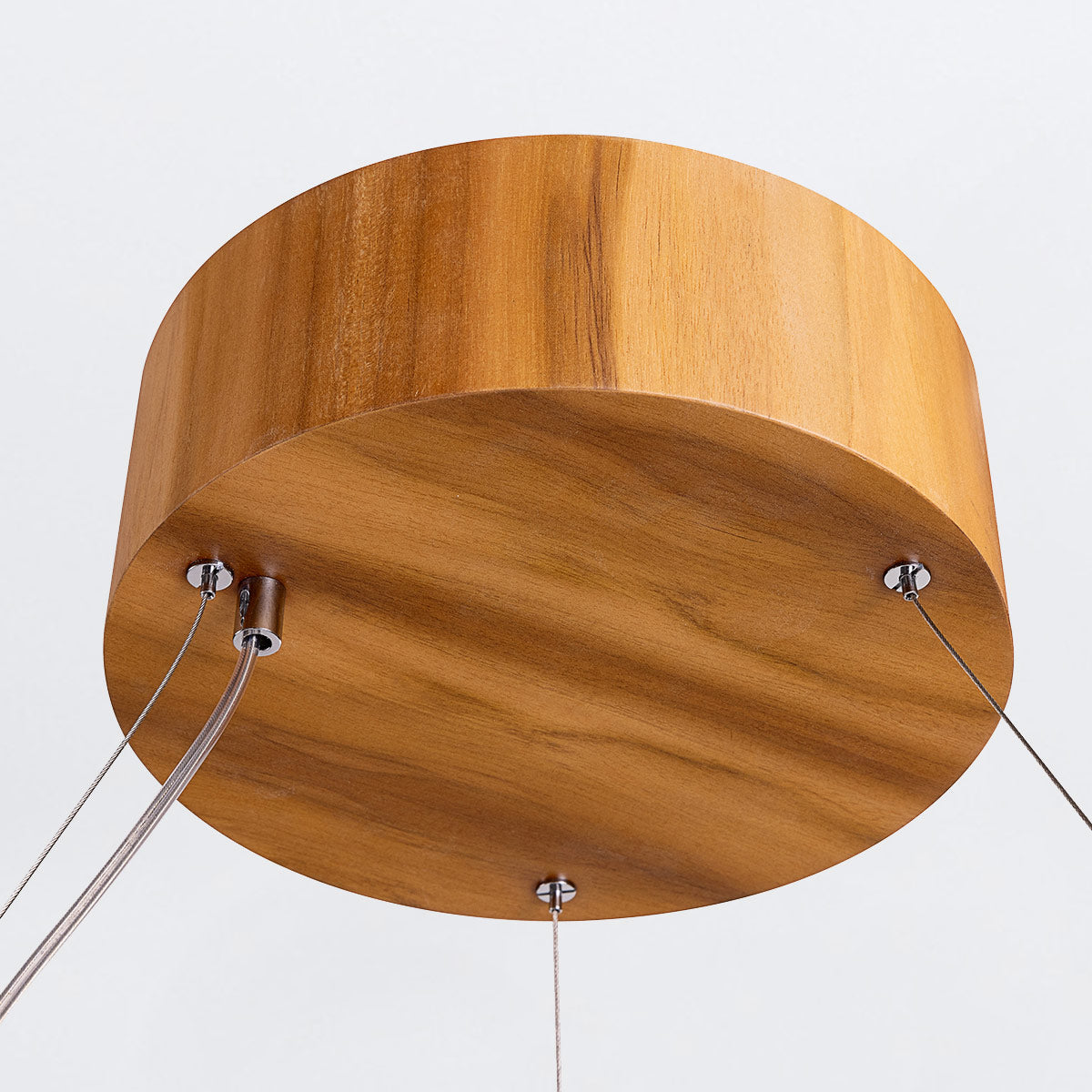Angular LED Pendelleuchte aus Teakholz