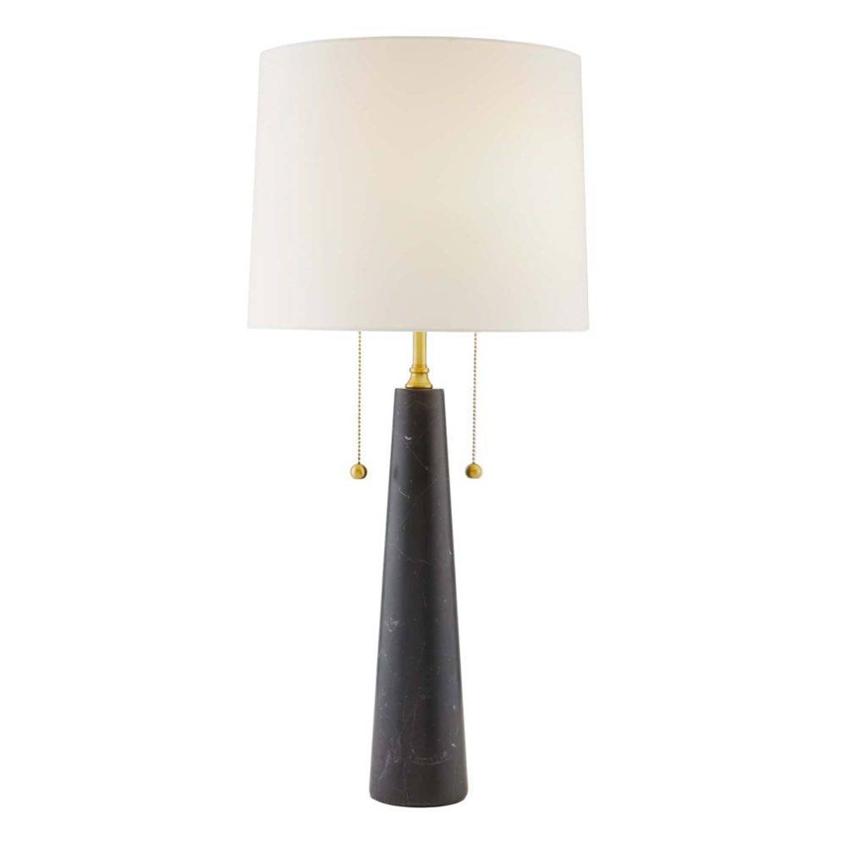 Arteriors Sidney Tischleuchte 2-flammig in schwarzer Marmor with Antikmessing