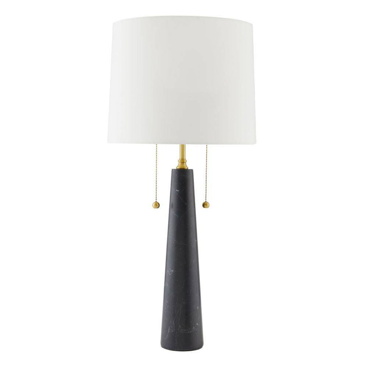 Arteriors Sidney Tischleuchte 2-flammig in schwarzer Marmor with Antikmessing
