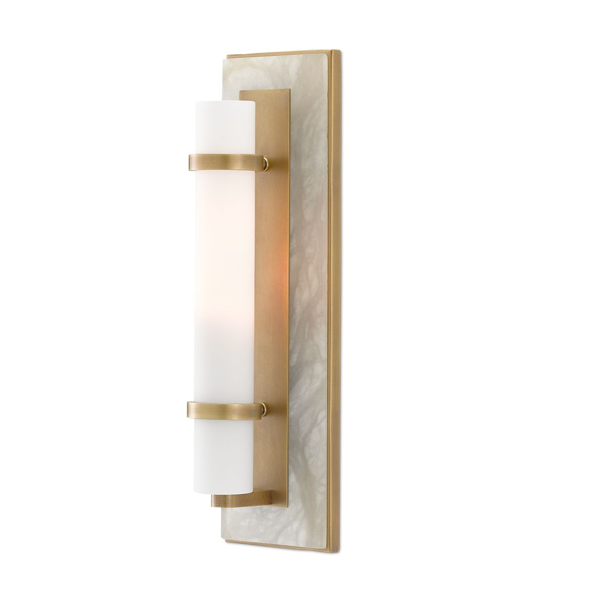 Currey & Company – Bruneau Wandleuchte 1-flammig Natur/Weiß/Gold