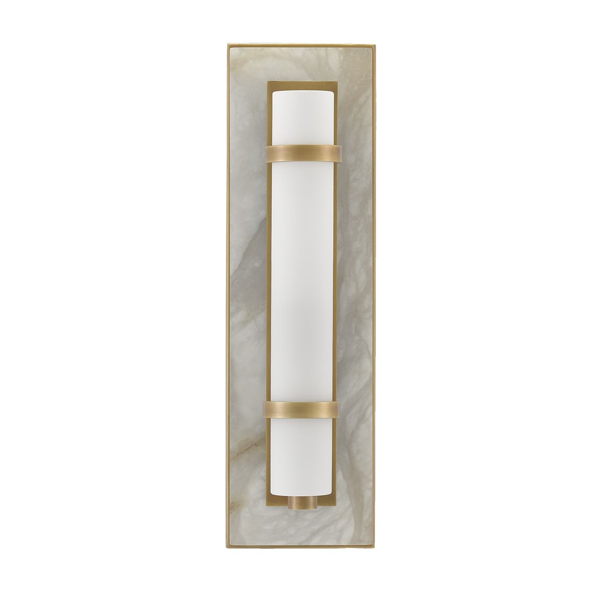 Currey & Company – Bruneau Wandleuchte 1-flammig Natur/Weiß/Gold