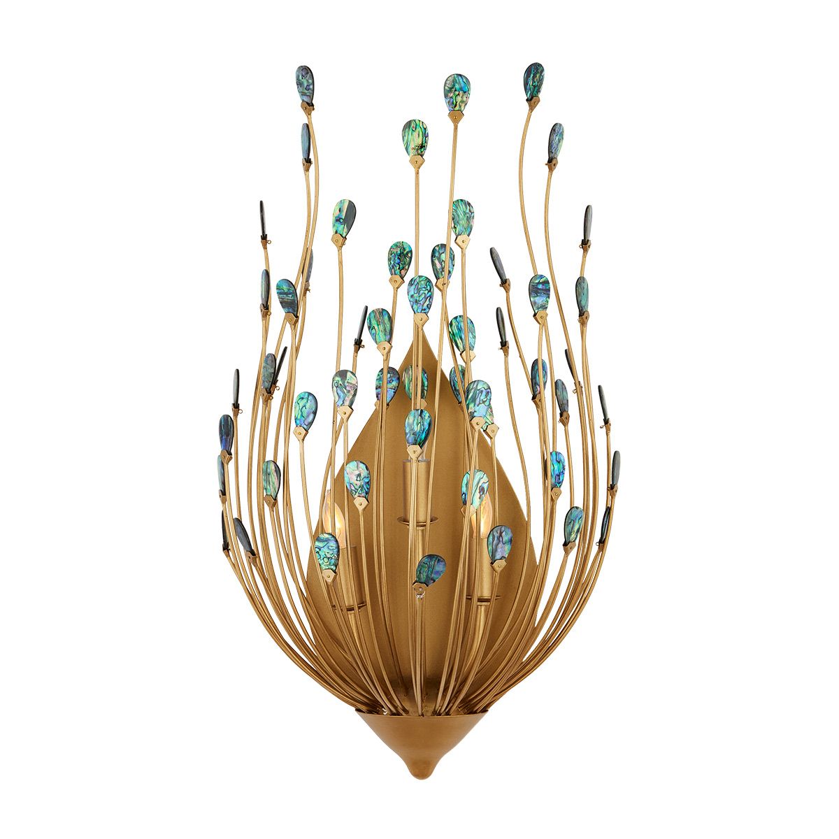 Currey & Company – Delphos Wandleuchte 3-flammig Gold/Natur