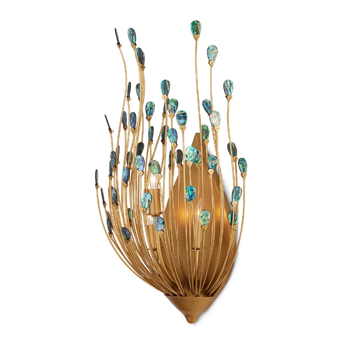 Currey & Company – Delphos Wandleuchte 3-flammig Gold/Natur