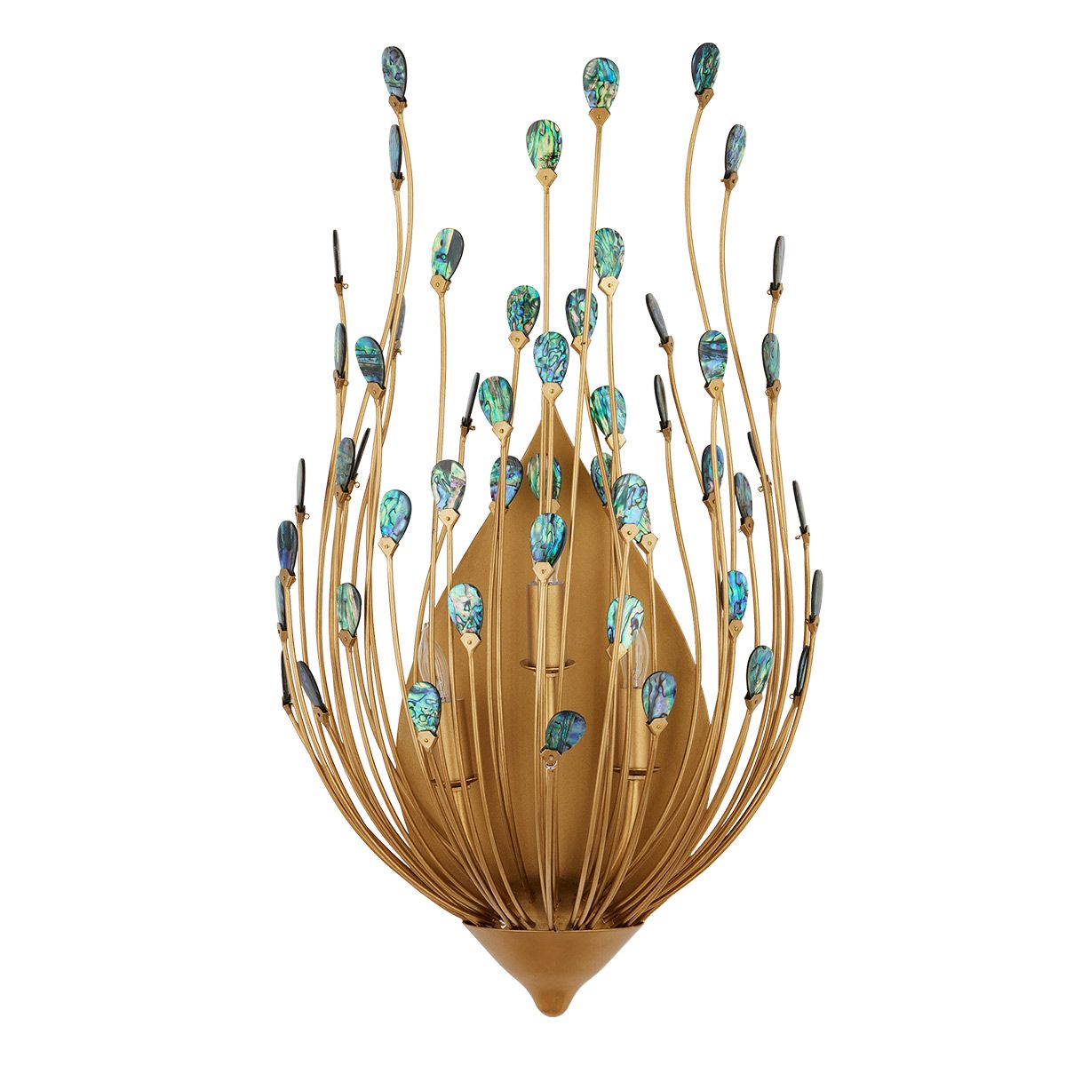Currey & Company – Delphos Wandleuchte 3-flammig Gold/Natur