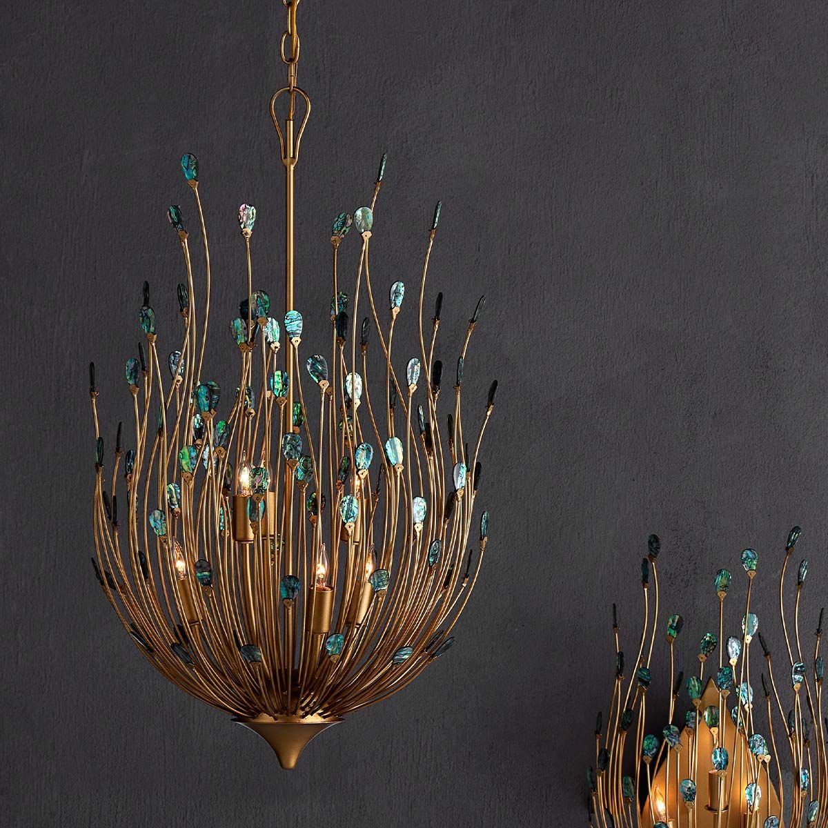 Currey & Company – Delphos Kronleuchter 6-flammig Gold/Natur