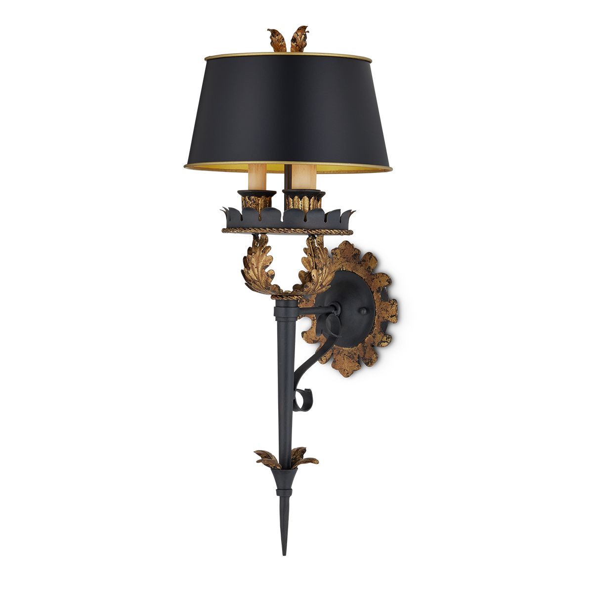 Currey & Company – Duke Wandleuchte 3-flammig Gold/Schwarz