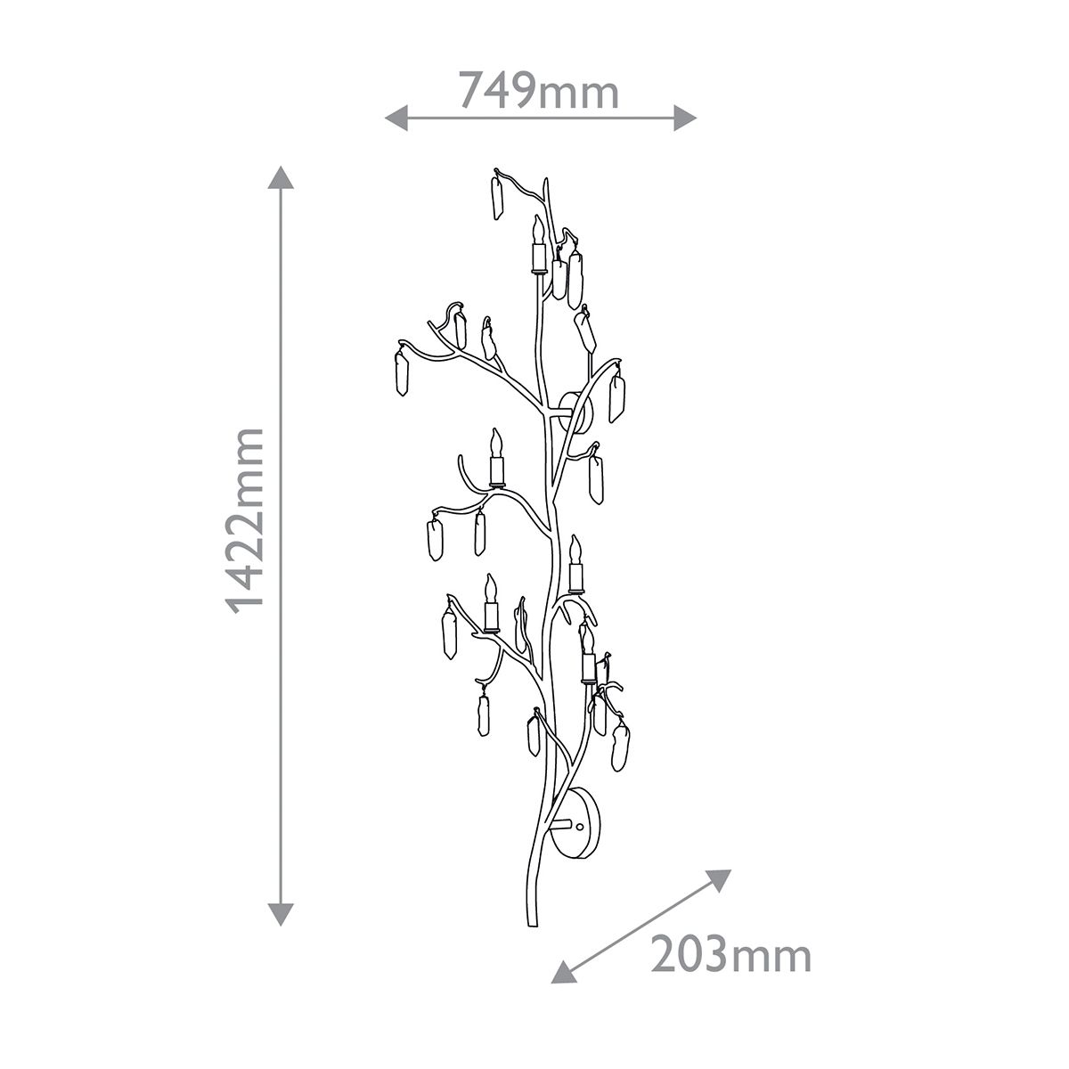 Currey & Company – Forest Light Wandleuchte 5-flammig Gold/Natur