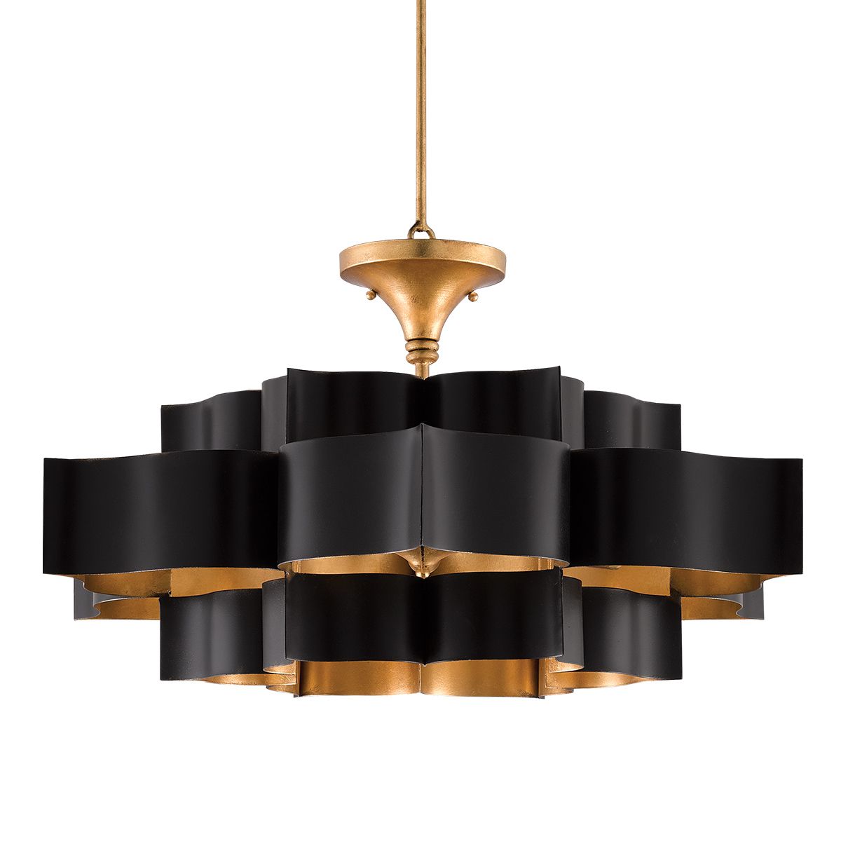 Currey & Company – Grand Lotus Kronleuchter 6-flammig Schwarz/Gold