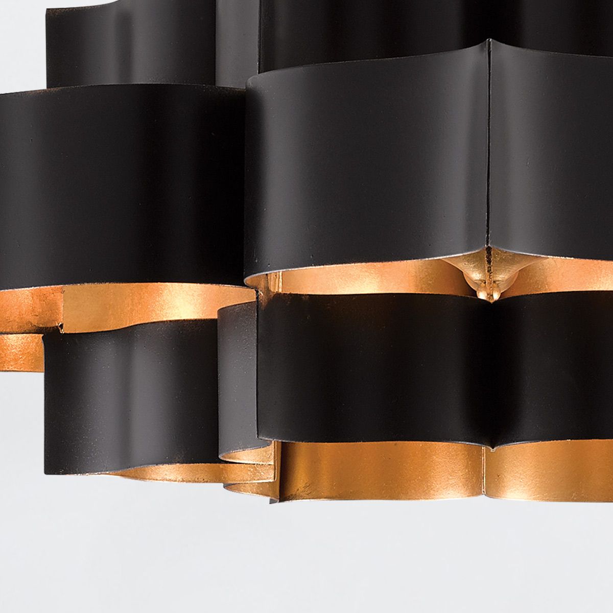 Currey & Company – Grand Lotus Kronleuchter 6-flammig Schwarz/Gold