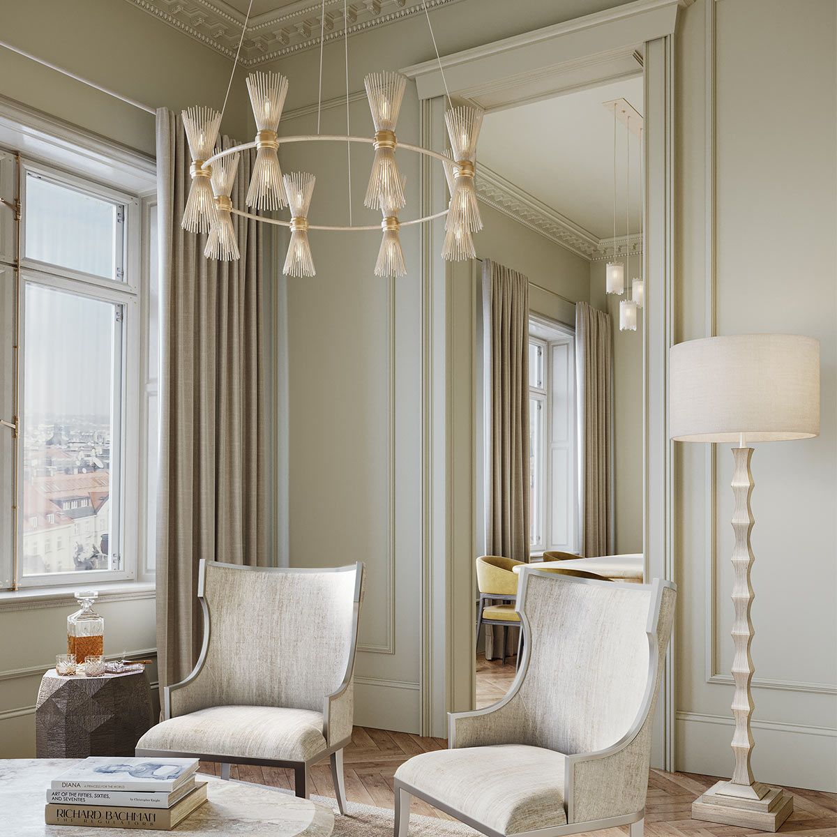 Currey & Company – Novatude Kronleuchter 16-flammig Gold/Silber