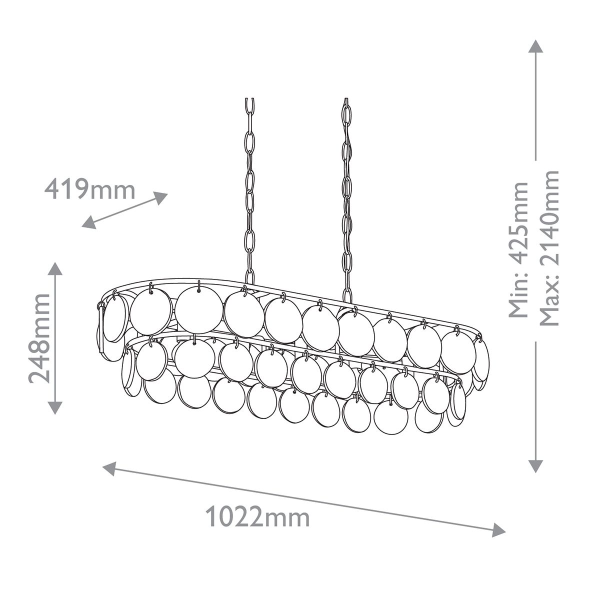 Currey & Company – Settat Kronleuchter 5-flammig Silber