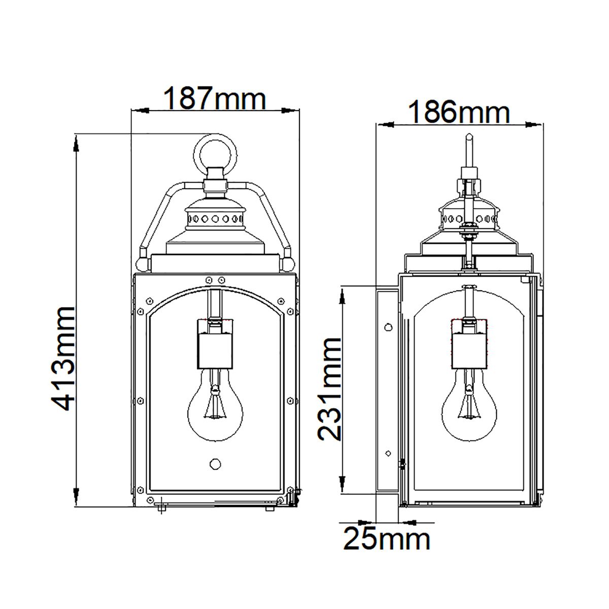Randhurst 1 - flammige mittelgroße Wandlaterne – Kupferoxid - Elsteadlighting - FE - RANDHURST - M - CO