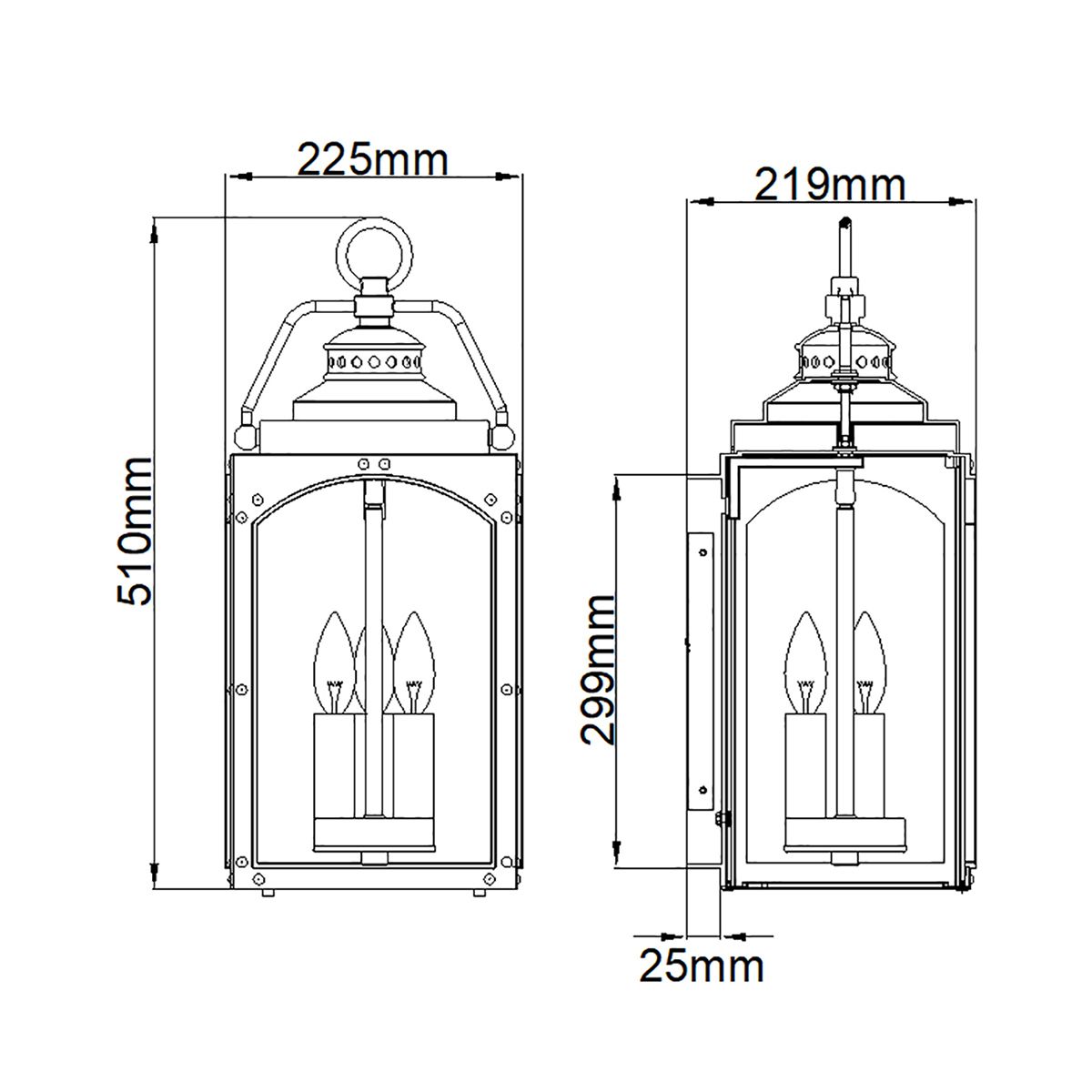 Randhurst 3 - flammige große Wandlaterne - Kupferoxid - Elsteadlighting - FE - RANDHURST - L - CO