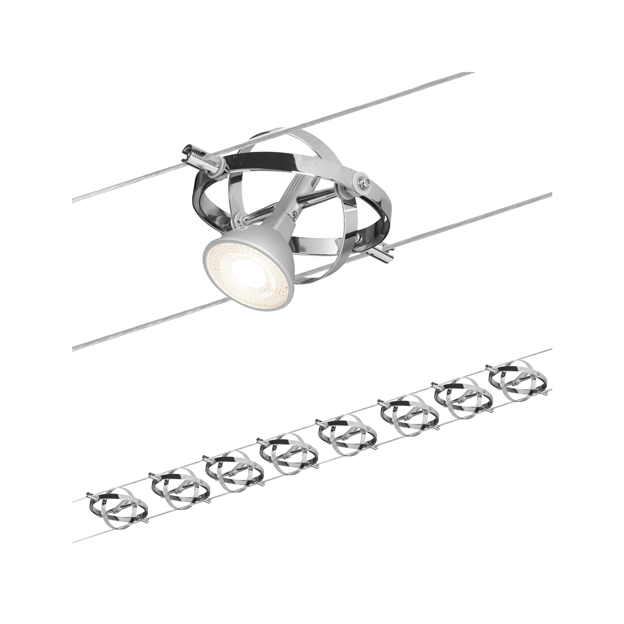 Seilsystem Cardan Basisset GU5,3 max. 8x10W dimmbar 230/12V Chrom matt/Chrom - Paulmann - 94153
