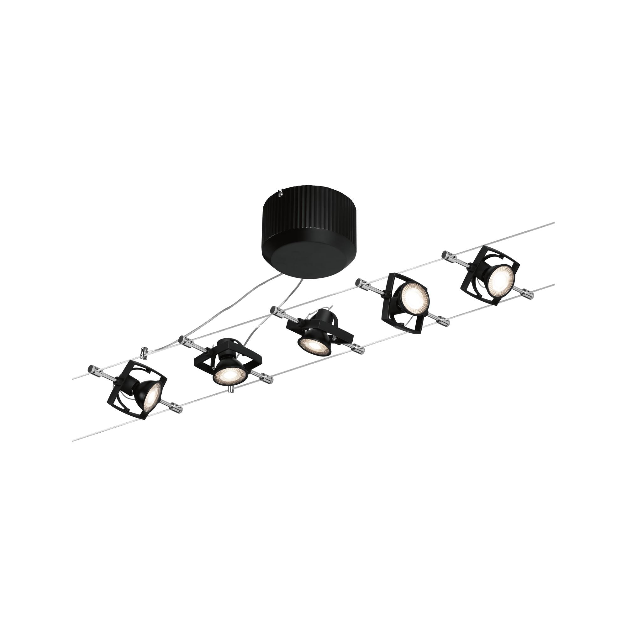 Seilsystem Mac II Basisset GU5,3 max. 5x10W dimmbar 230/12V Schwarz matt - Paulmann - 94290