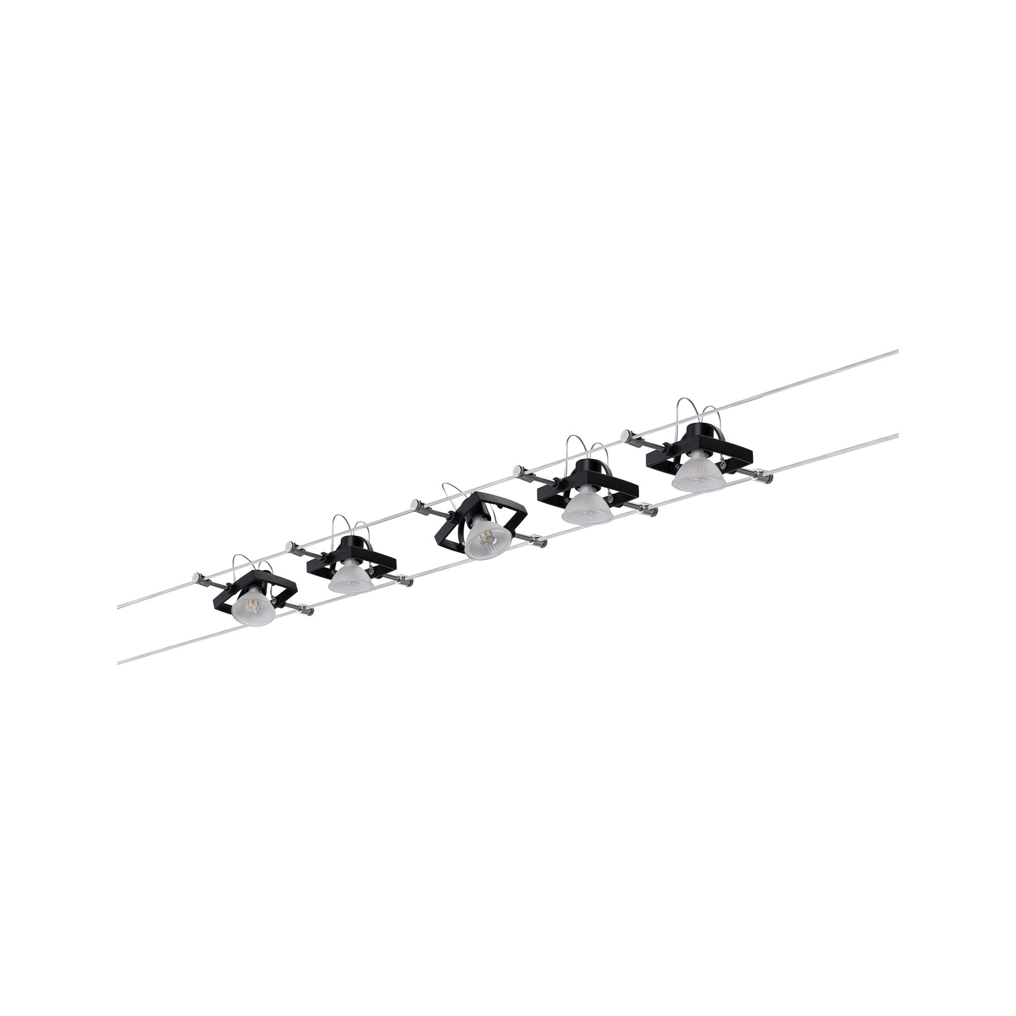 Seilsystem Mac II Basisset GU5,3 max. 5x10W dimmbar 230/12V Schwarz matt - Paulmann - 94290