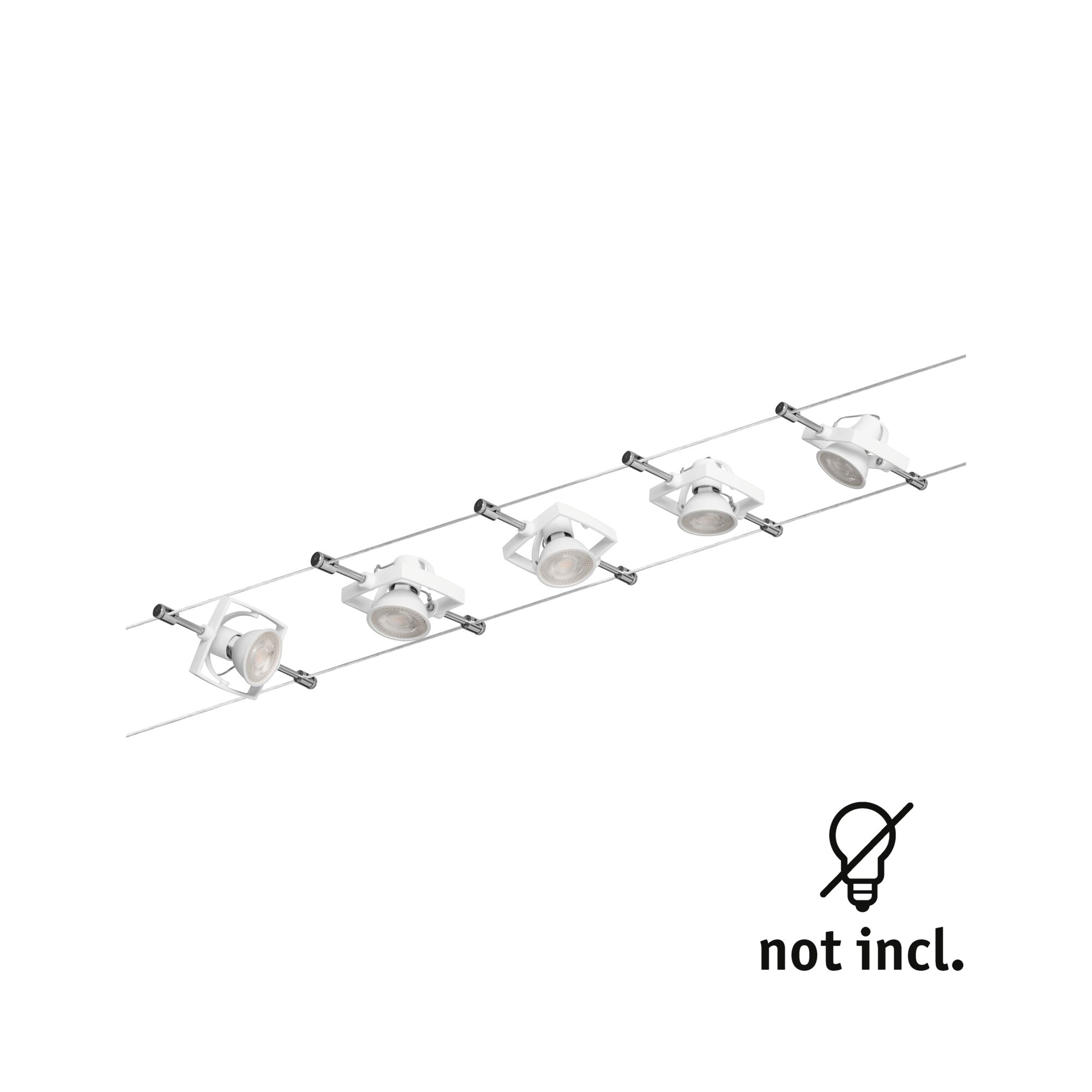 Seilsystem Mac II Basisset GU5,3 max. 5x10W dimmbar 230/12V Weiß - Paulmann - 94134