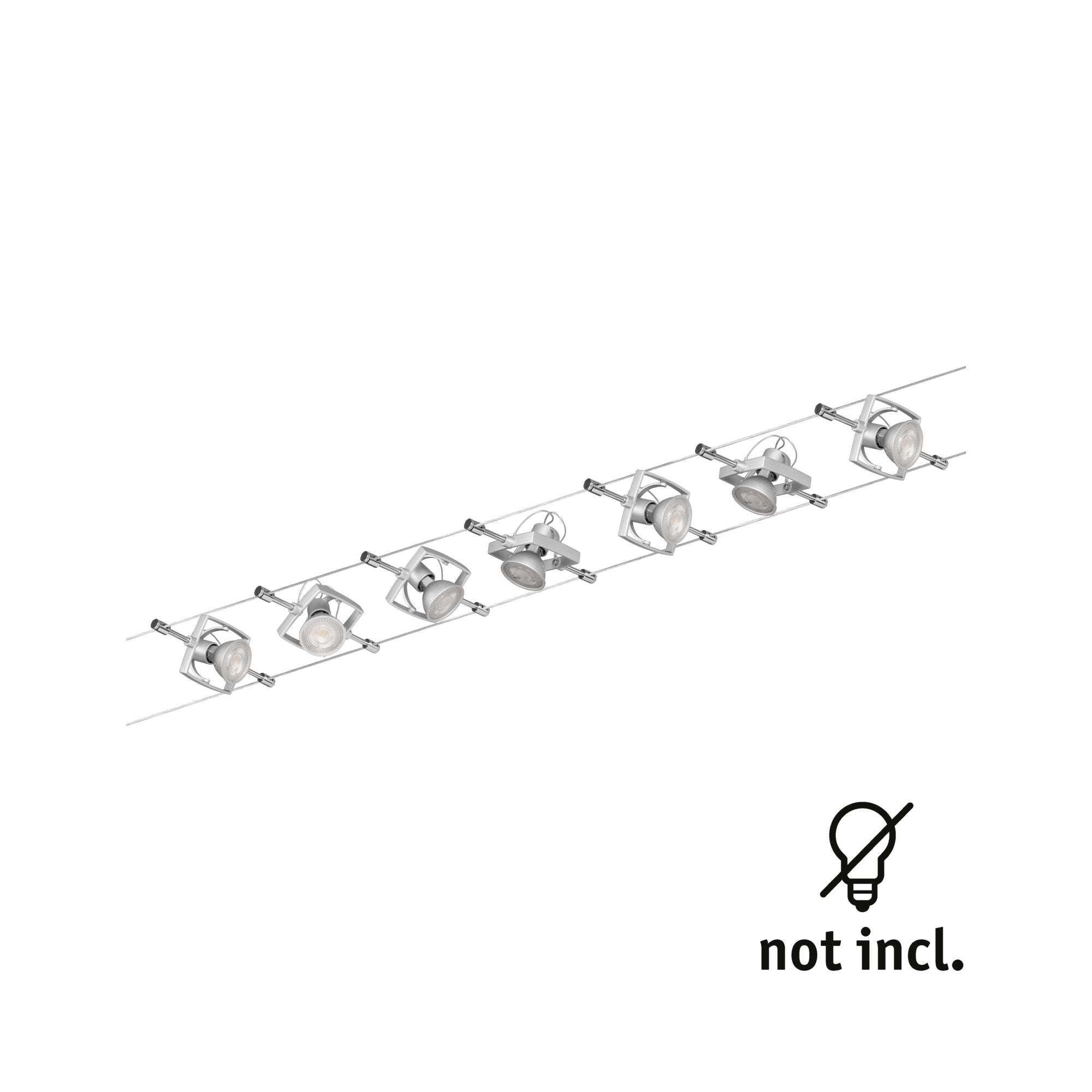 Seilsystem Mac II Basisset GU5,3 max. 7x10W dimmbar 230/12V Chrom matt - Paulmann - 94152