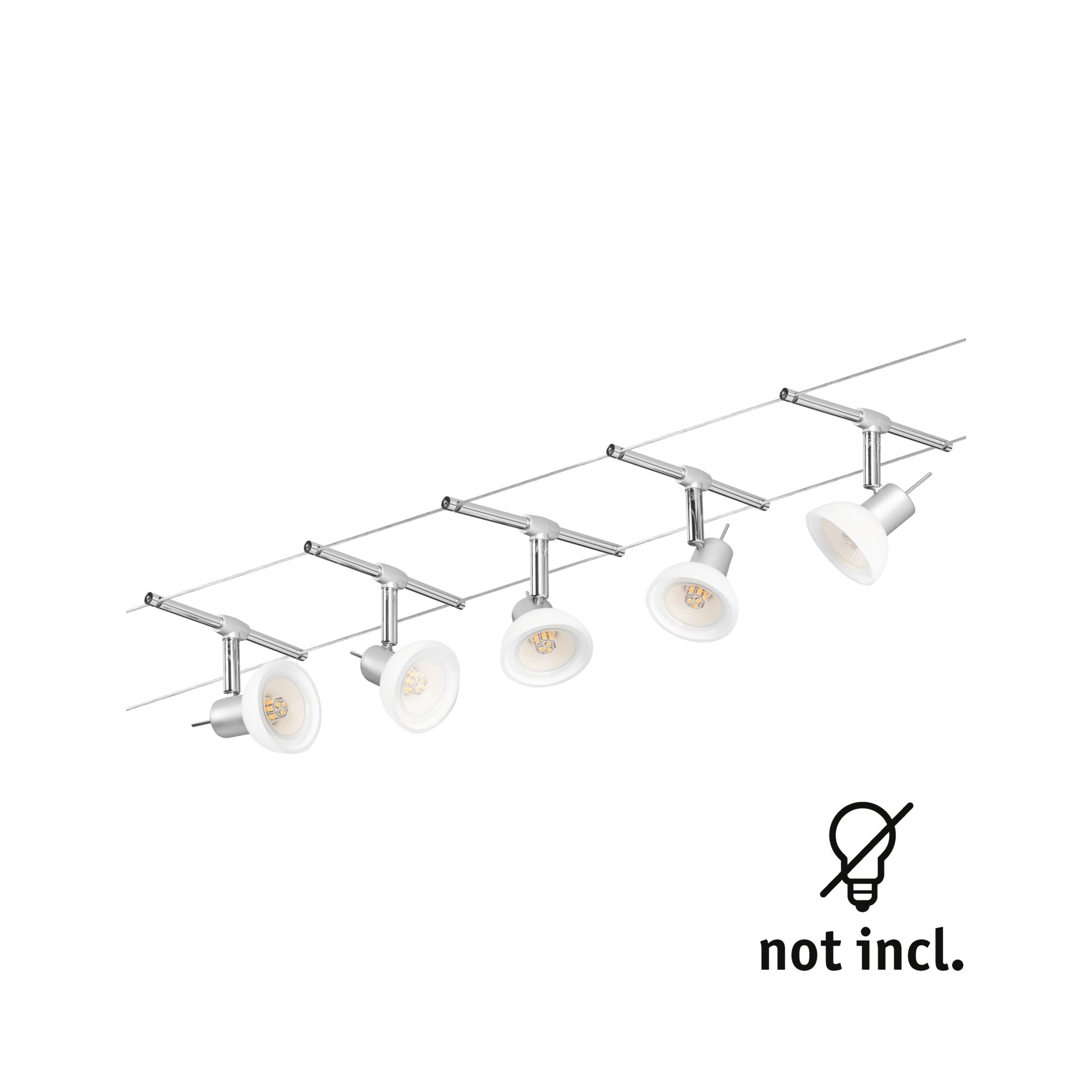 Seilsystem Sheela Basisset GU5,3 max. 5x10W dimmbar 230/12V Chrom matt/Opal - Paulmann - 94136