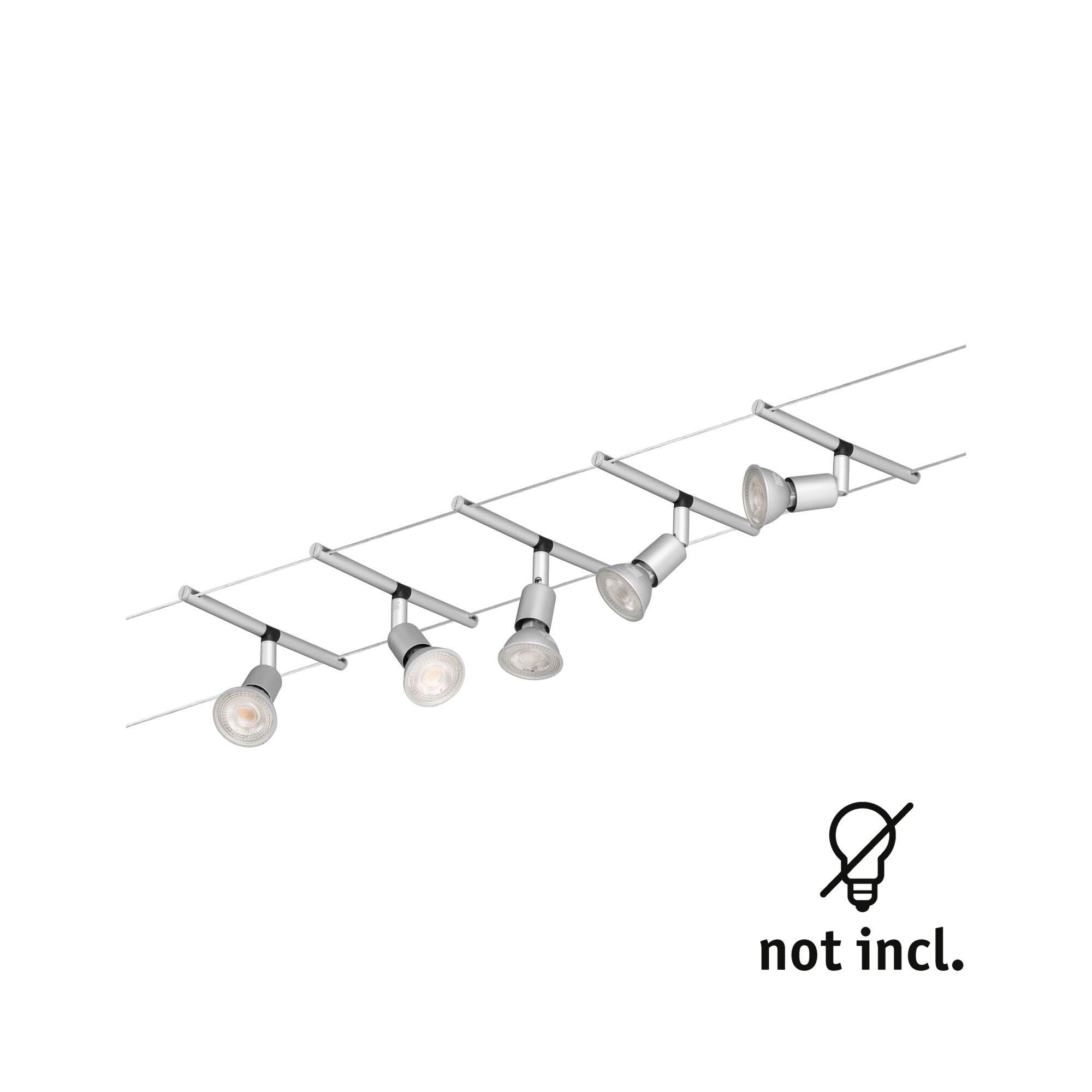 Seilsystem Spice SaltLED Basisset GU5,3 max. 5x10W dimmbar 230/12V Chrom matt - Paulmann - 94145