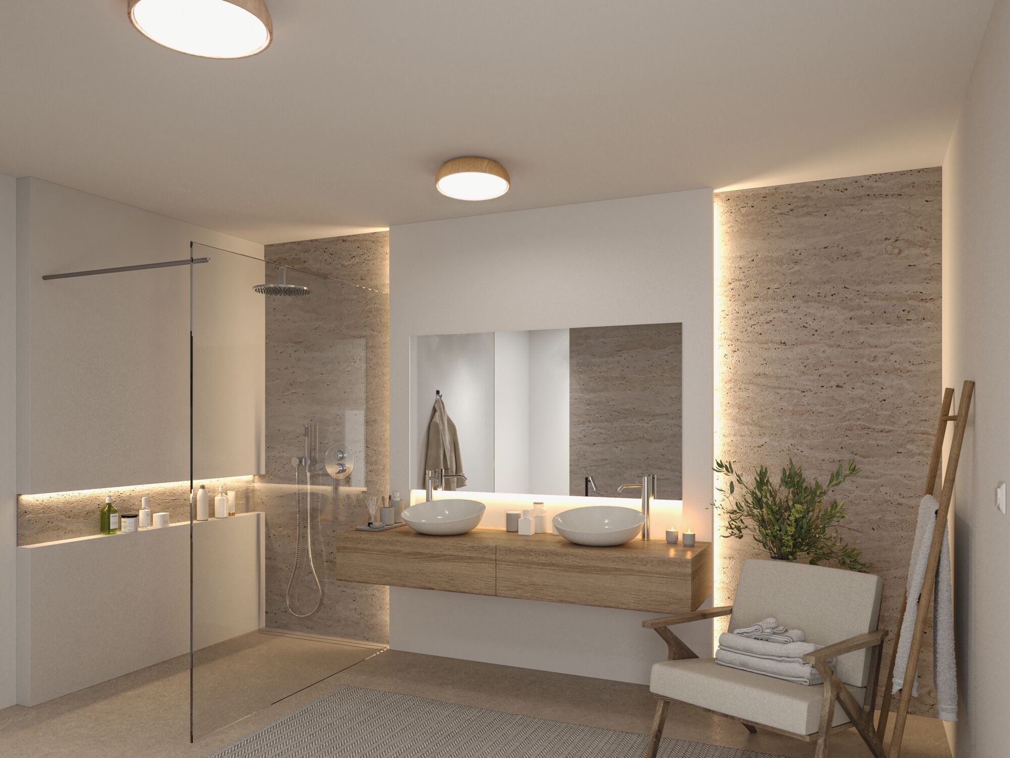 Selection Bathroom Oka IP44 White Switch 950lm 230V 24W Holzoptik - Paulmann - 71083