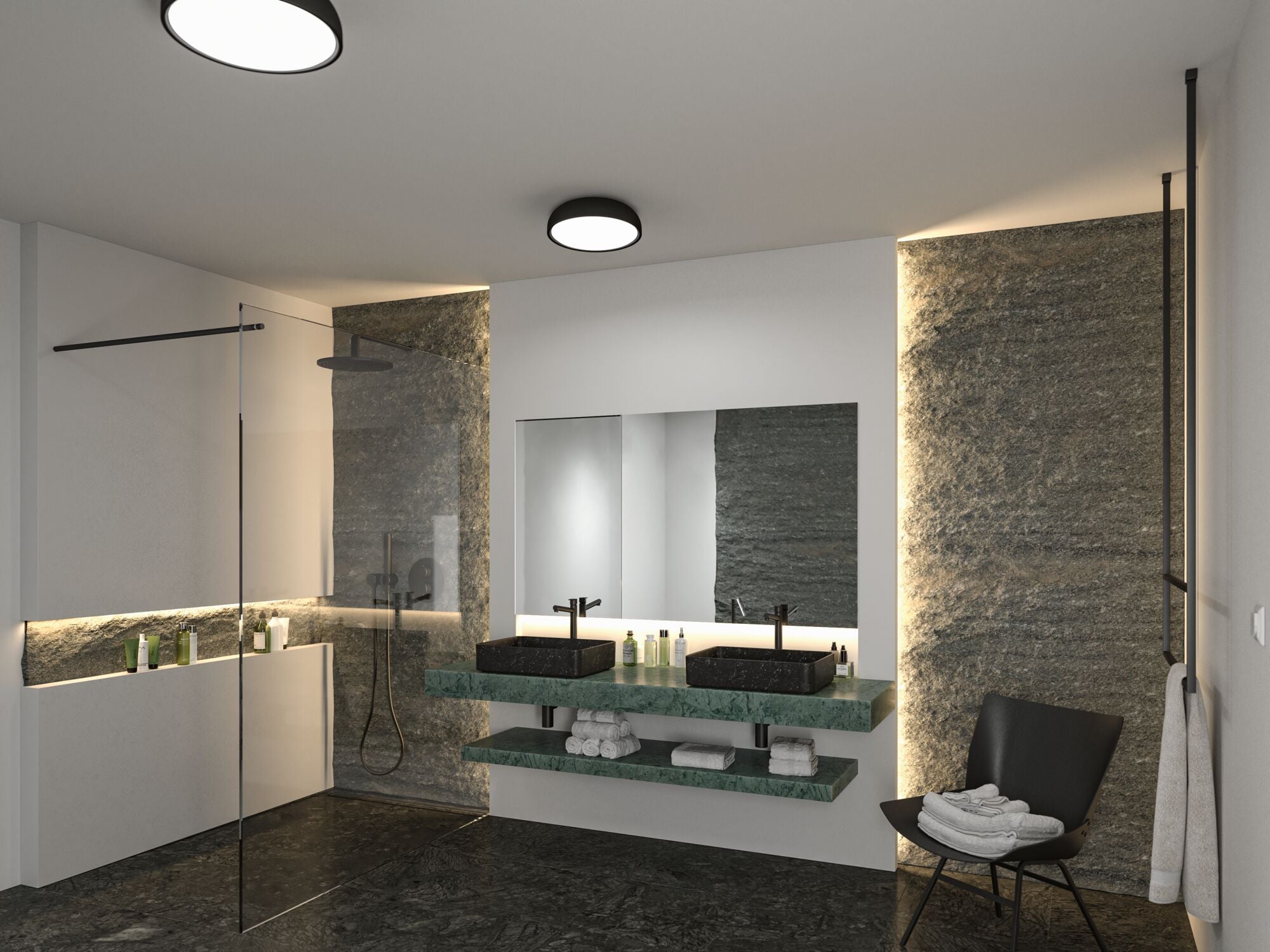 Selection Bathroom Oka IP44 White Switch 950lm 230V 24W Schwarz matt - Paulmann - 71084