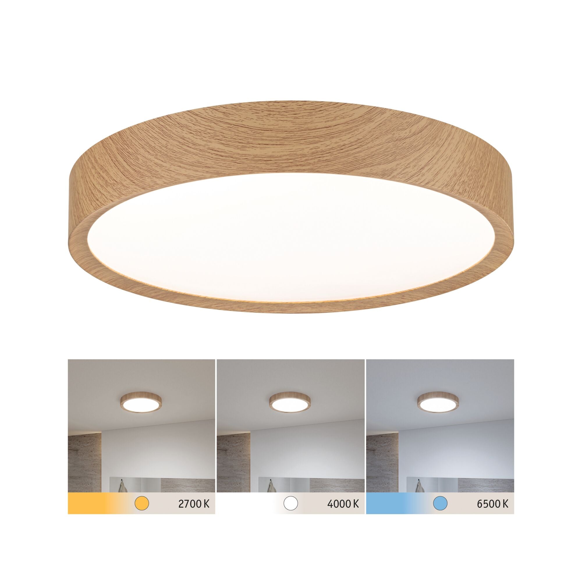 Selection Bathroom Tega IP44 White Switch 1200lm 230V 22,5W Holzoptik - Paulmann - 71085