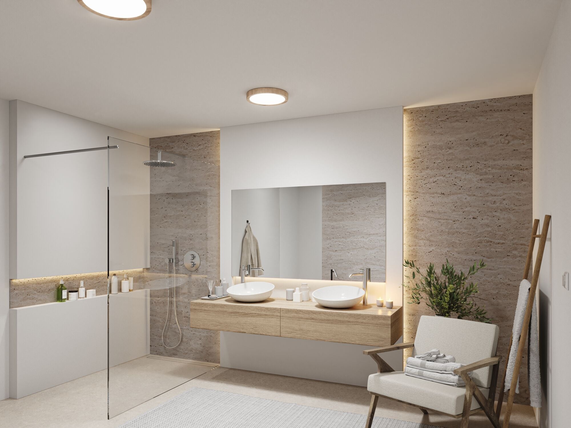Selection Bathroom Tega IP44 White Switch 1200lm 230V 22,5W Holzoptik - Paulmann - 71085