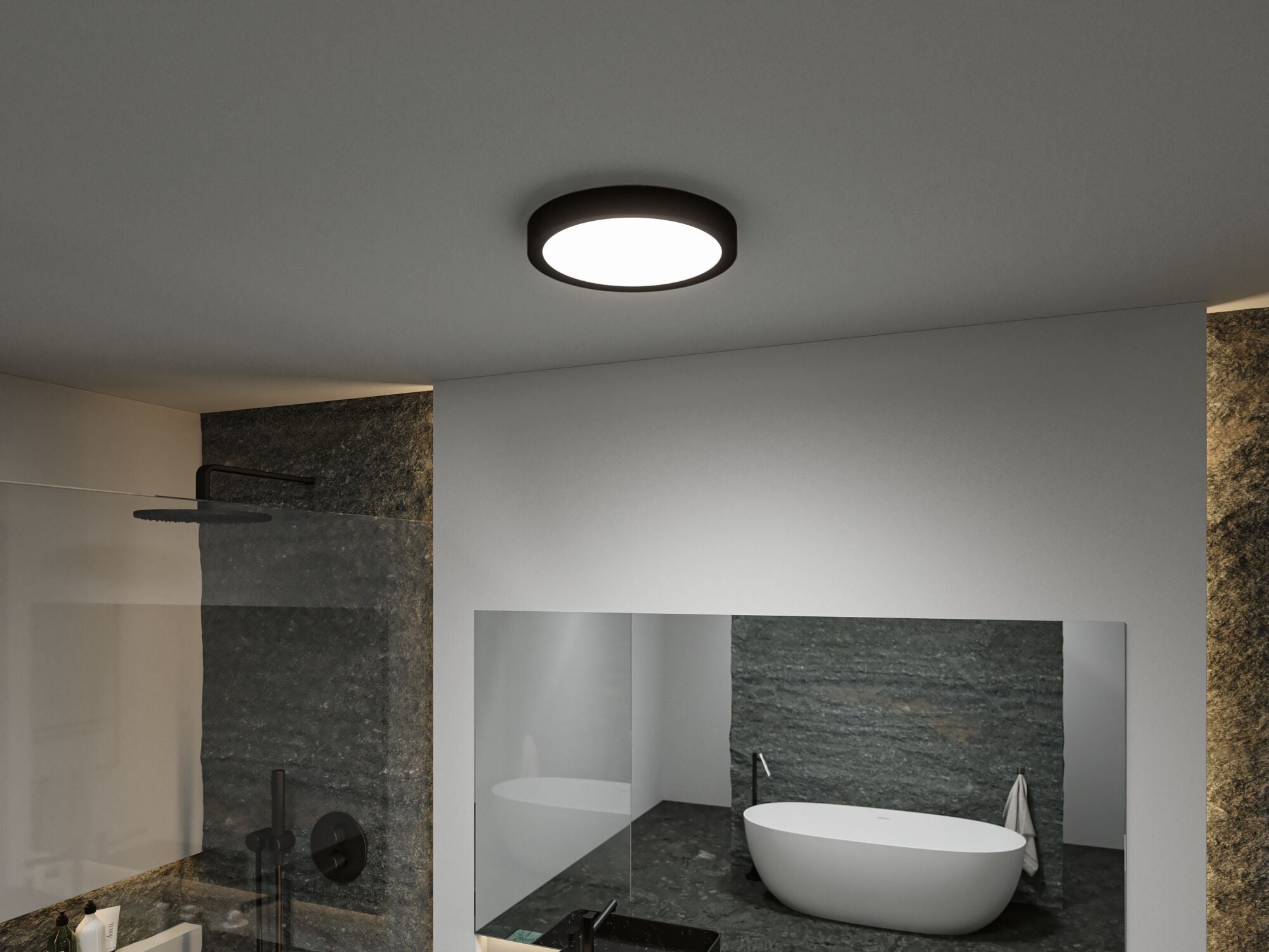 Selection Bathroom Tega IP44 White Switch 1200lm 230V 22,5W Schwarz matt - Paulmann - 71086