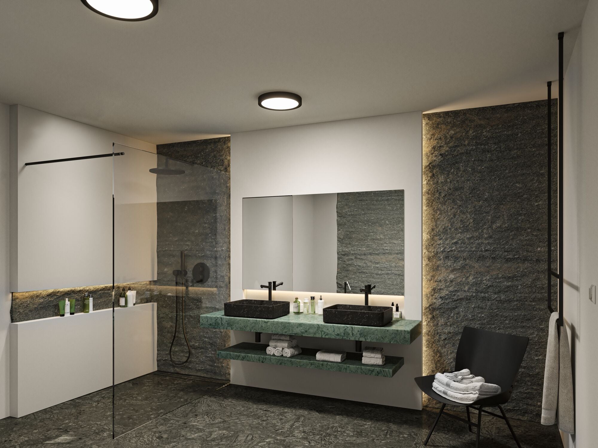 Selection Bathroom Tega IP44 White Switch 1200lm 230V 22,5W Schwarz matt - Paulmann - 71086