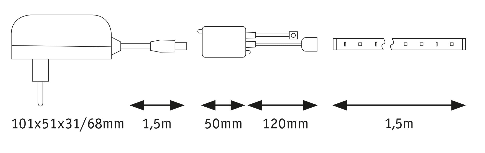 SimpLED RGB Komplettset 1,5m 10W 101lm/m 30 LEDs/m RGB 12VA - Paulmann - 70960