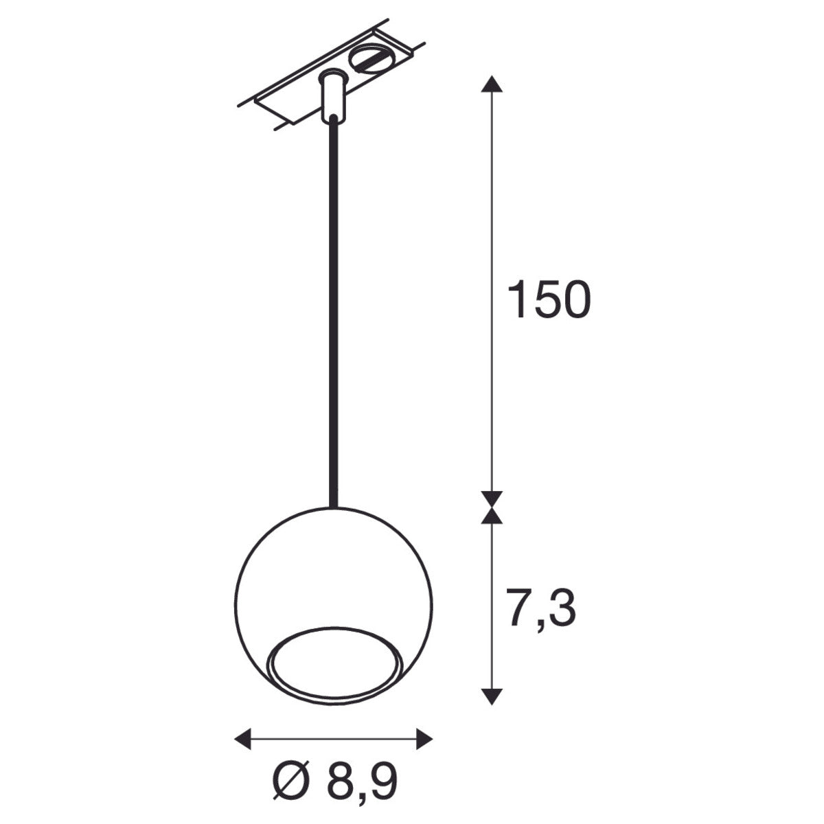 LIGHT EYE® 90 1~ Pendelleuchte, GU10, Pendellänge 150 cm, 1x max. 6 W - SLV - lightnox.de