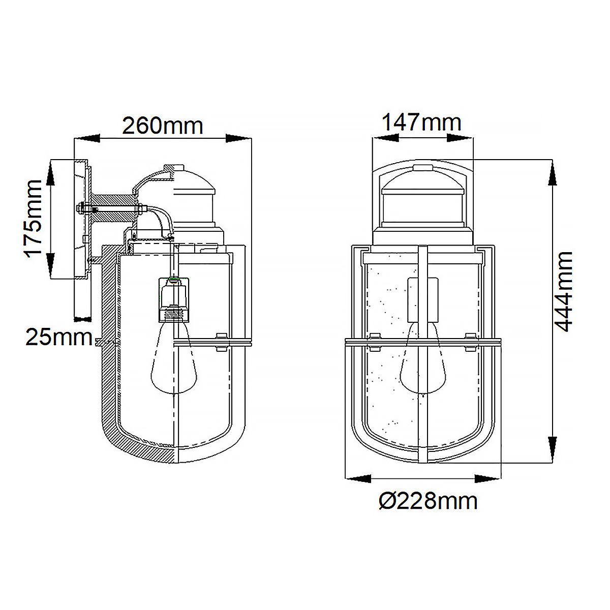 Suri 1 - flammige große Wandlaterne - Strukturiertes Schwarz - Elsteadlighting - KL - SURI - L
