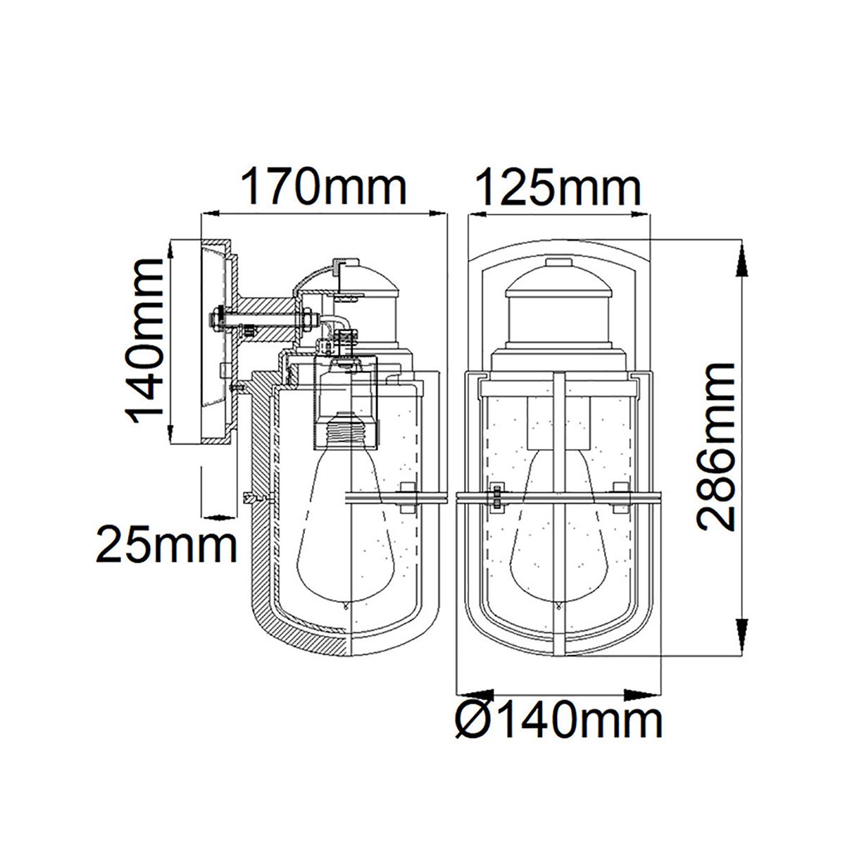 Suri 1 - flammige kleine Wandlaterne - Strukturiertes Schwarz - Elsteadlighting - KL - SURI - S