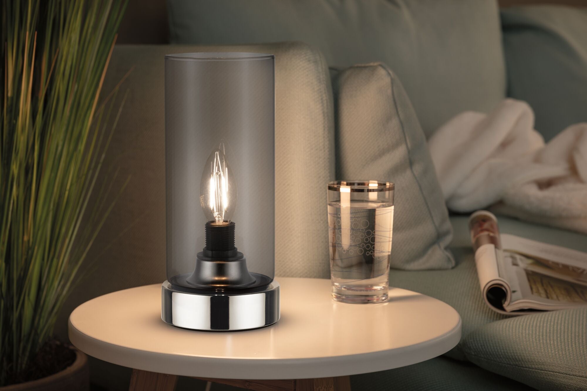 Tischleuchte Pinja E14 max. 20W Chrom/Rauchglas - Paulmann - 77056