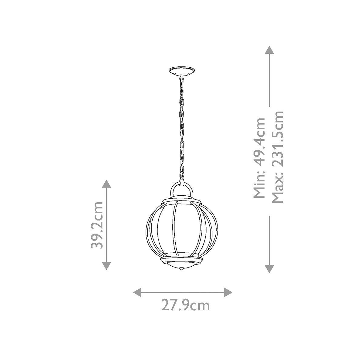 Vandalia 1 - flammige mittelgroße Kettenlaterne - Strukturiertes Schwarz - Elsteadlighting - KL - VANDALIA8 - M