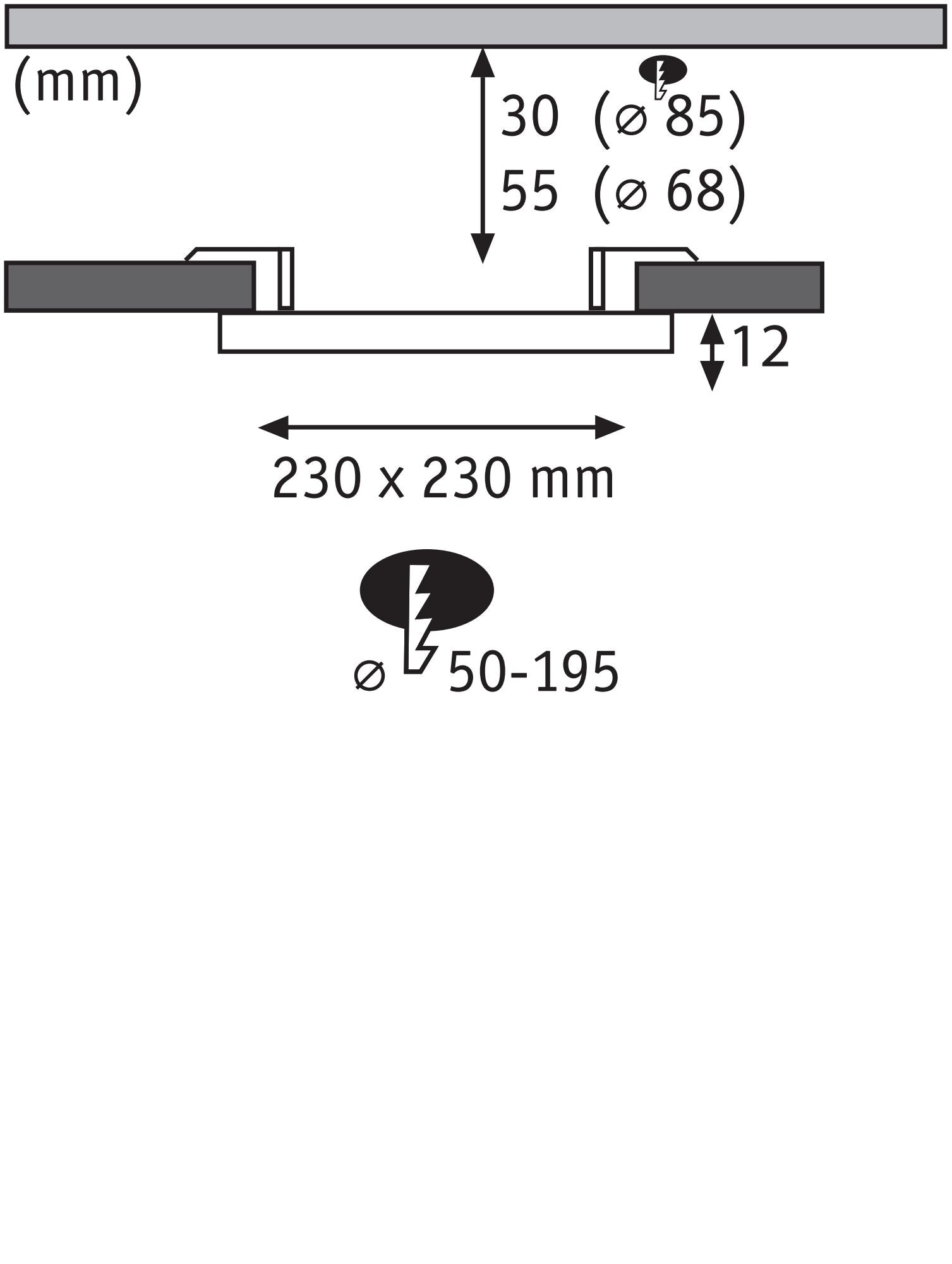 VariFit Areo IP44 eckig 230x230mm 16W 1400lm 3 Step Dim to warm Weiß matt dimmbar - Paulmann - 92994