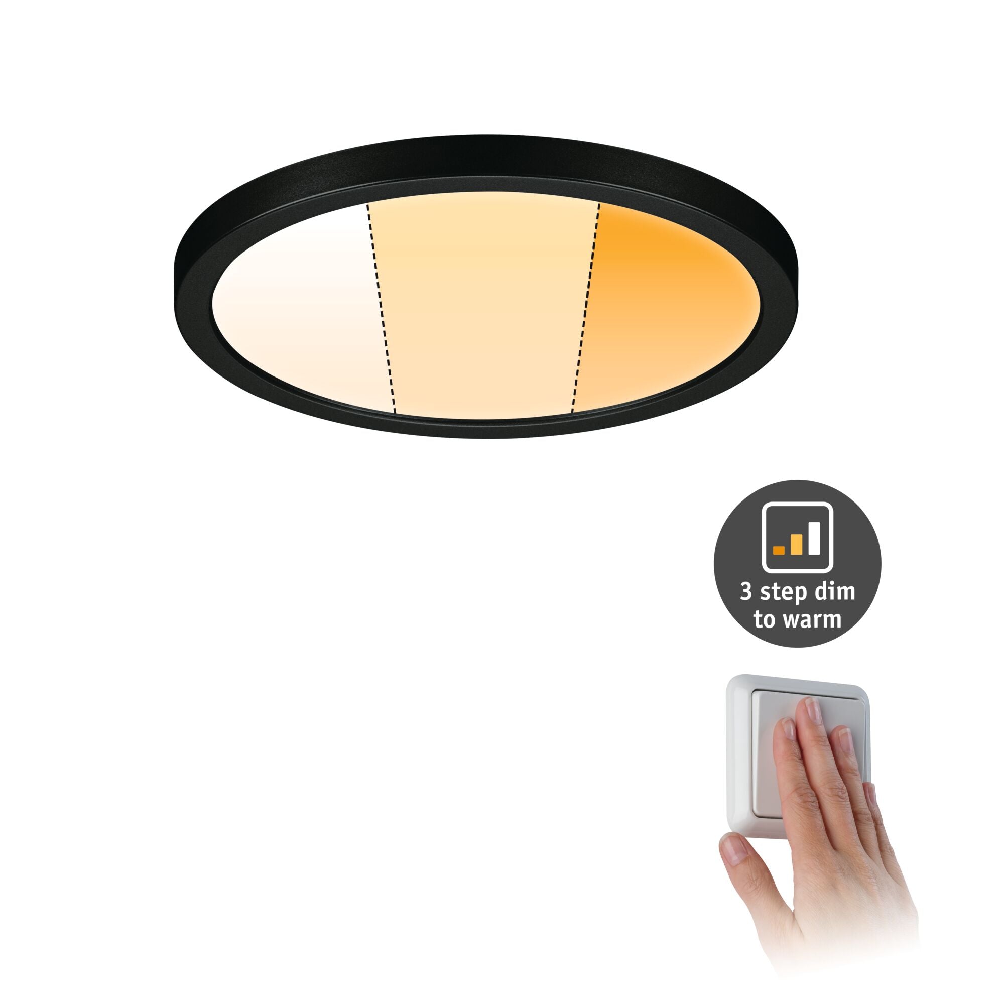 VariFit Areo IP44 rund 175mm 13W 1200lm 3 Step Dim to warm Schwarz dimmbar - Paulmann - 93099