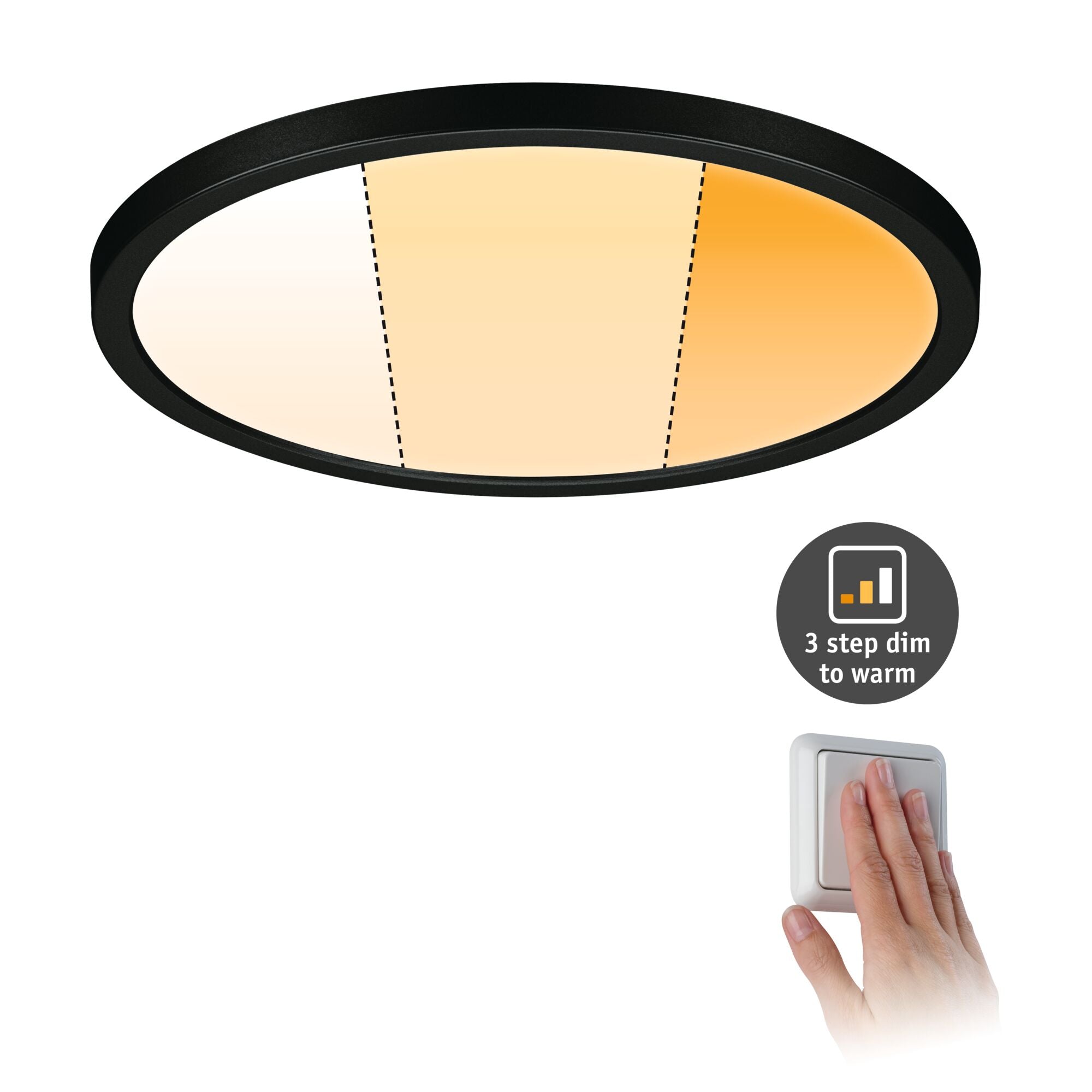 VariFit Areo IP44 rund 230mm 16W 1500lm 3 Step Dim to warm Schwarz dimmbar - Paulmann - 93102