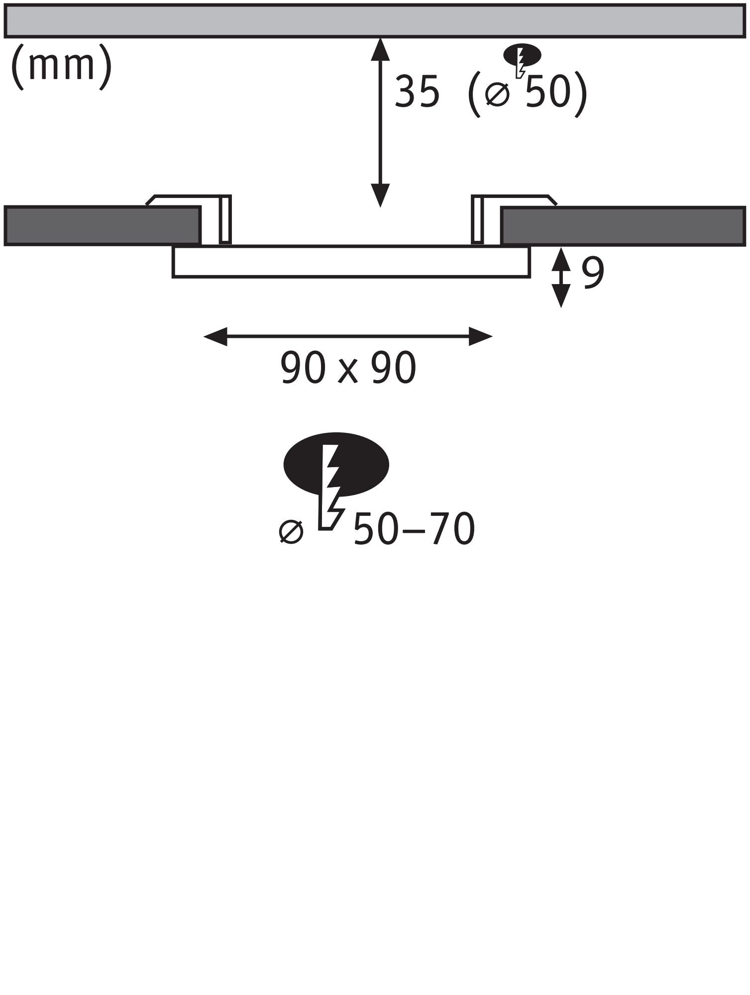 VariFit Veluna Edge IP44 eckig 90x90mm 6W 450lm 3000K Weiß dimmbar - Paulmann - 79947