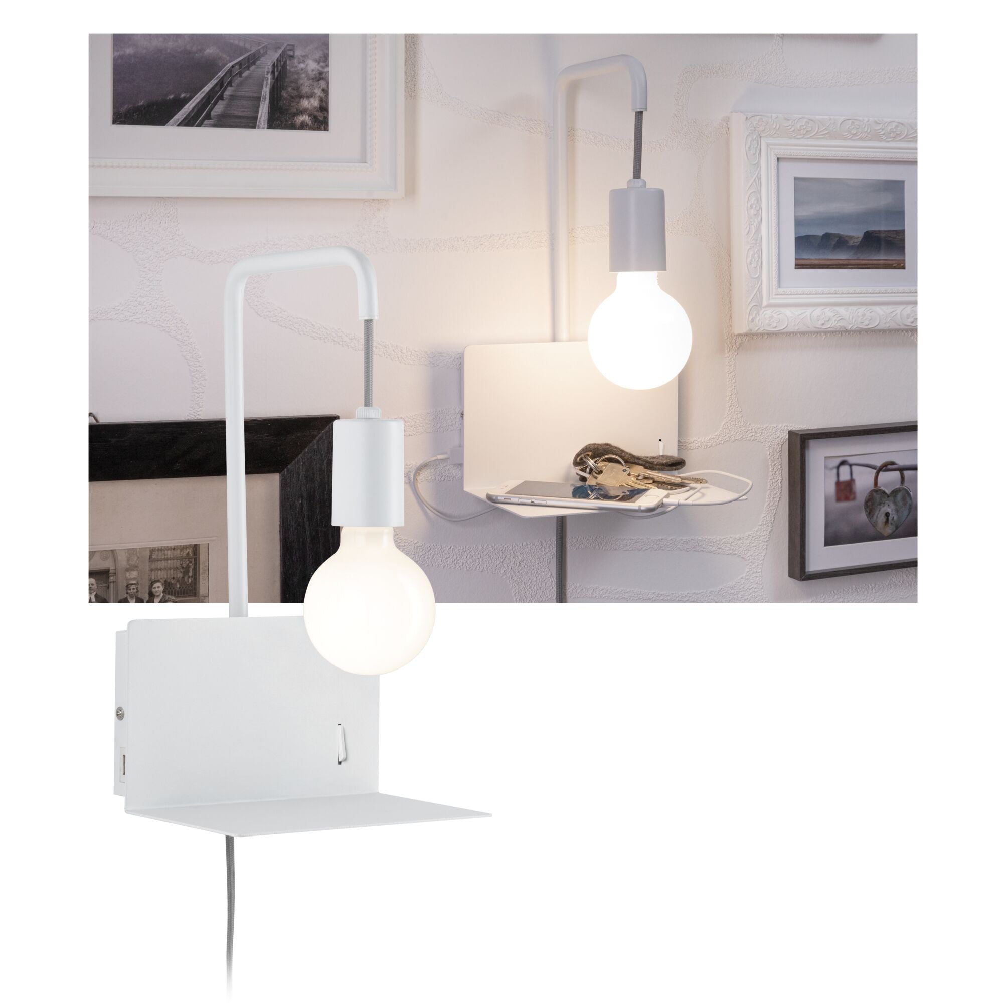 Wandleuchte mit Ablage Calvani E27 230V max. 40W dimmbar Weiß - Paulmann - 79812