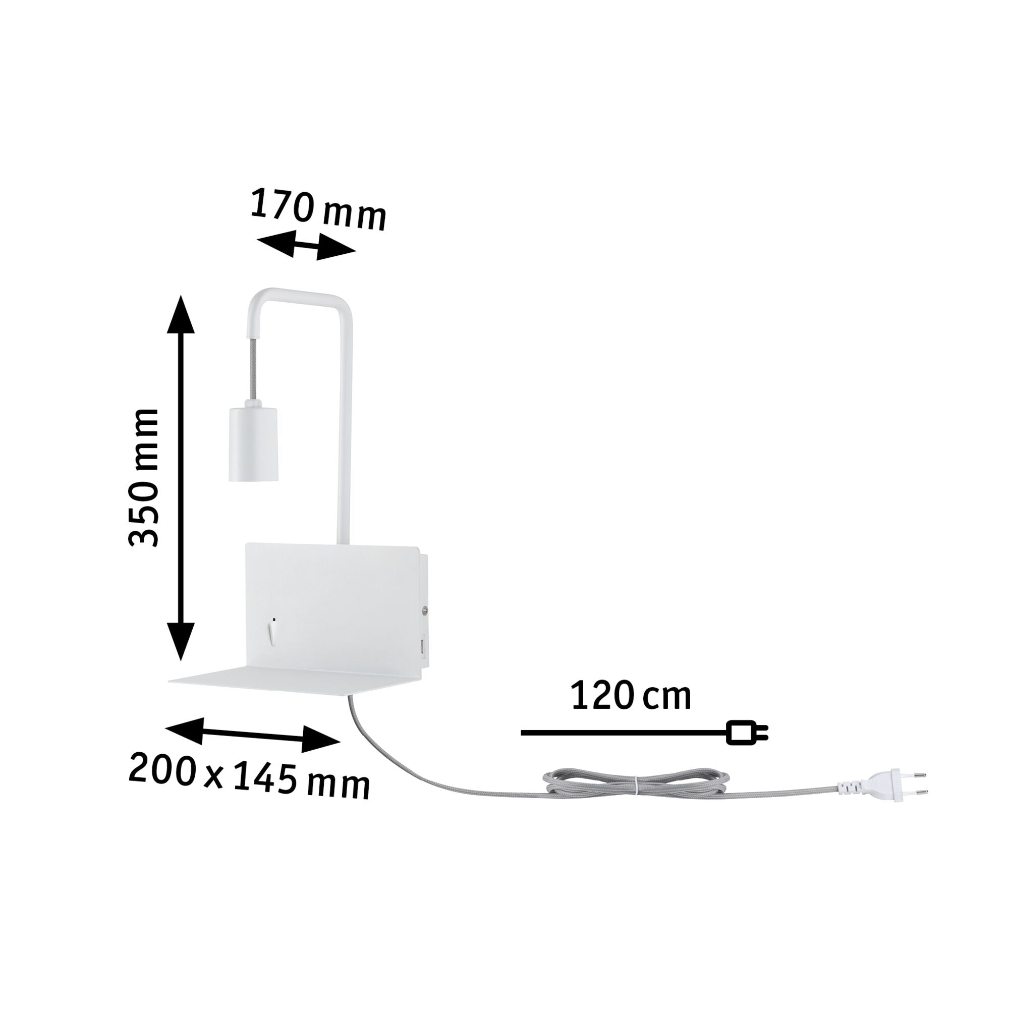 Wandleuchte mit Ablage Calvani E27 230V max. 40W dimmbar Weiß - Paulmann - 79812