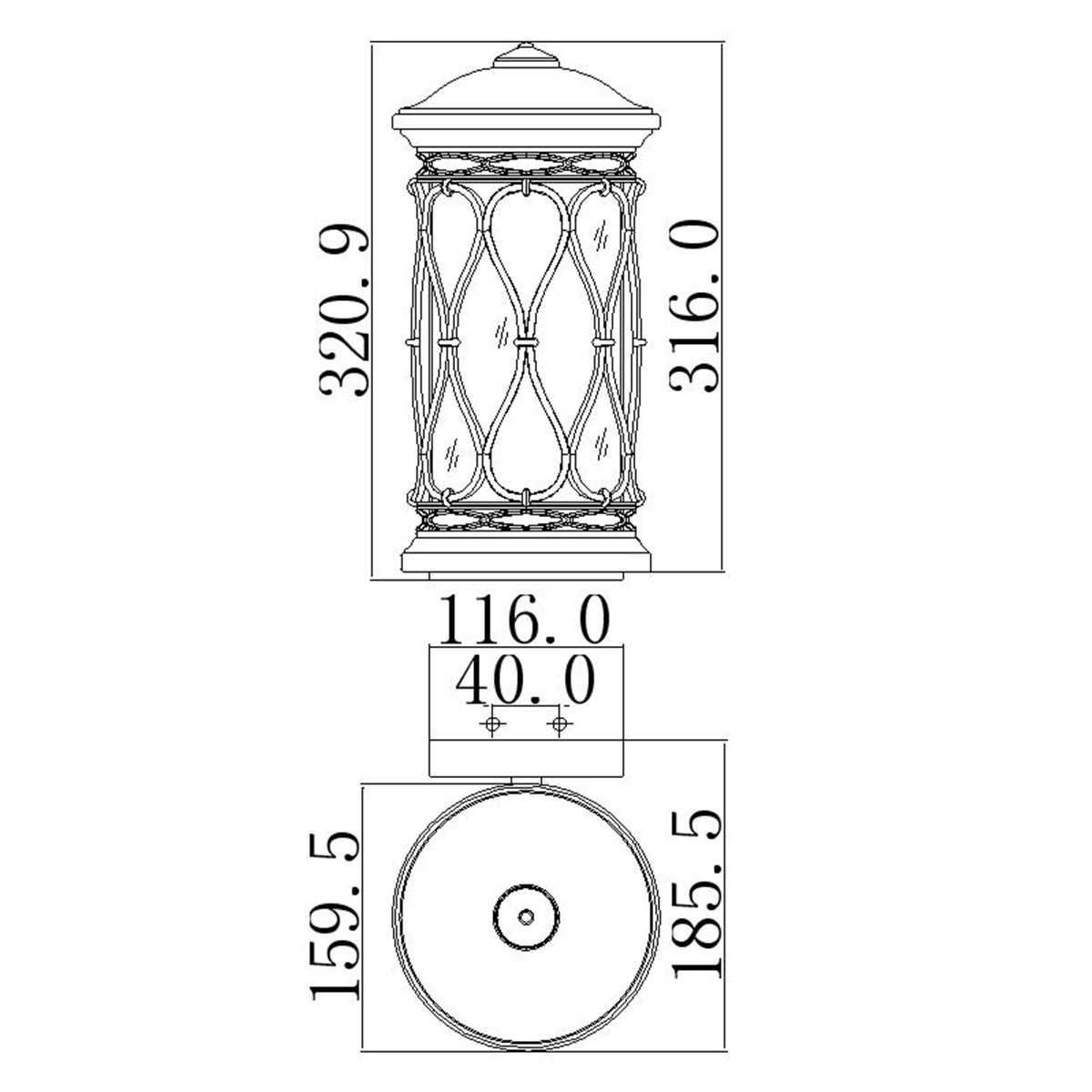 Wellfleet 1 - flammige Wandlaterne - Gealterte Bronze - Elsteadlighting - FE - WELLFLEET - S