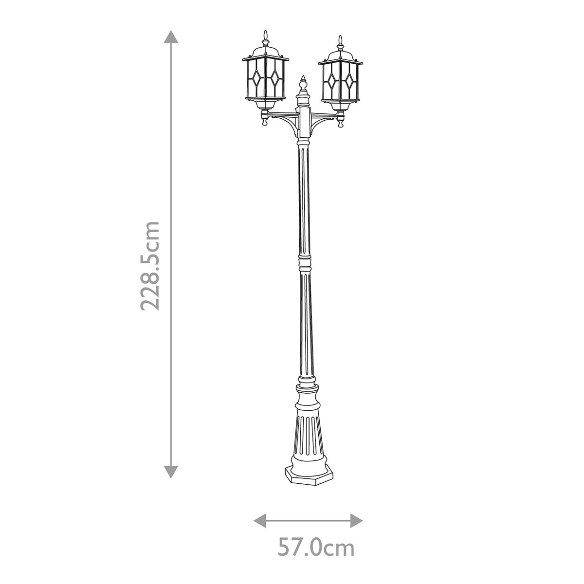 Wexford Laternenpfahl mit 2 Lichtern, Schwarz/Silber - Elsteadlighting - WX8