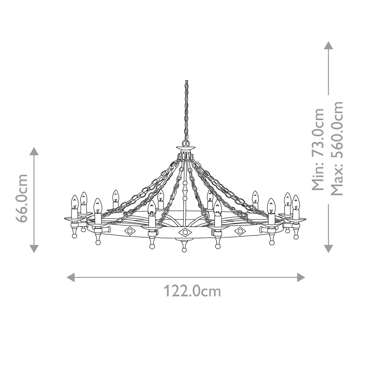 Warwick Kronleuchter mit 12 Lichtern, Graphitschwarz