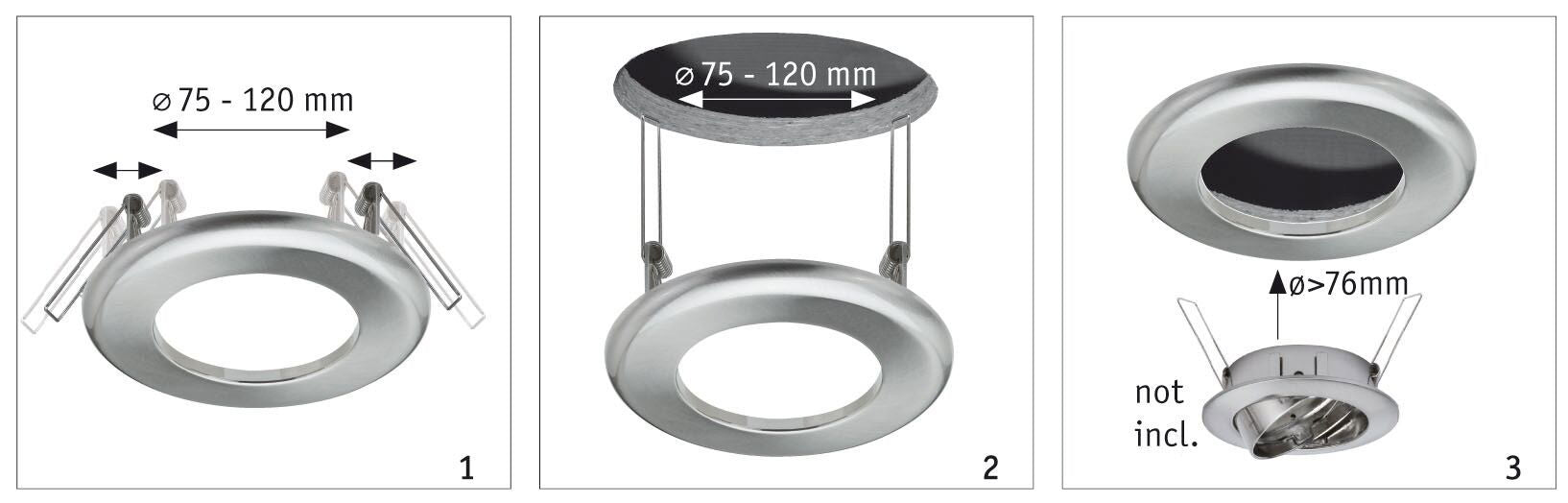 Zubehör Einbauleuchten - Einbauadapter Ø 130 mm 75 - 120 mm auf 68 - 70 mm 130mm Weiß - Paulmann - 92505