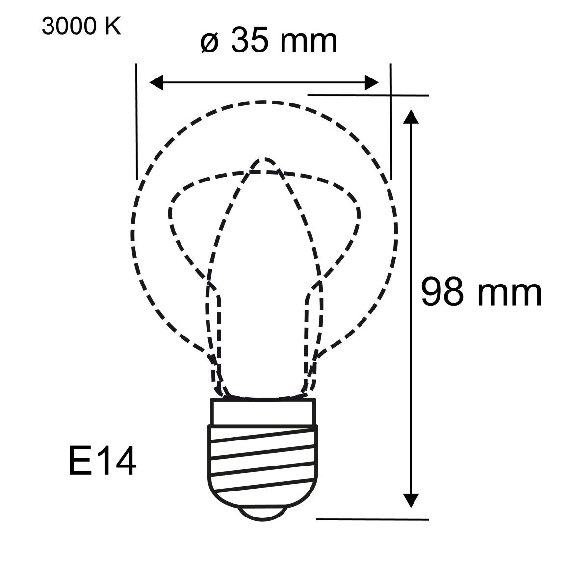 LED Kerze Filament E14 DC 24V 160lm 2W 3000K dimmbar Klar